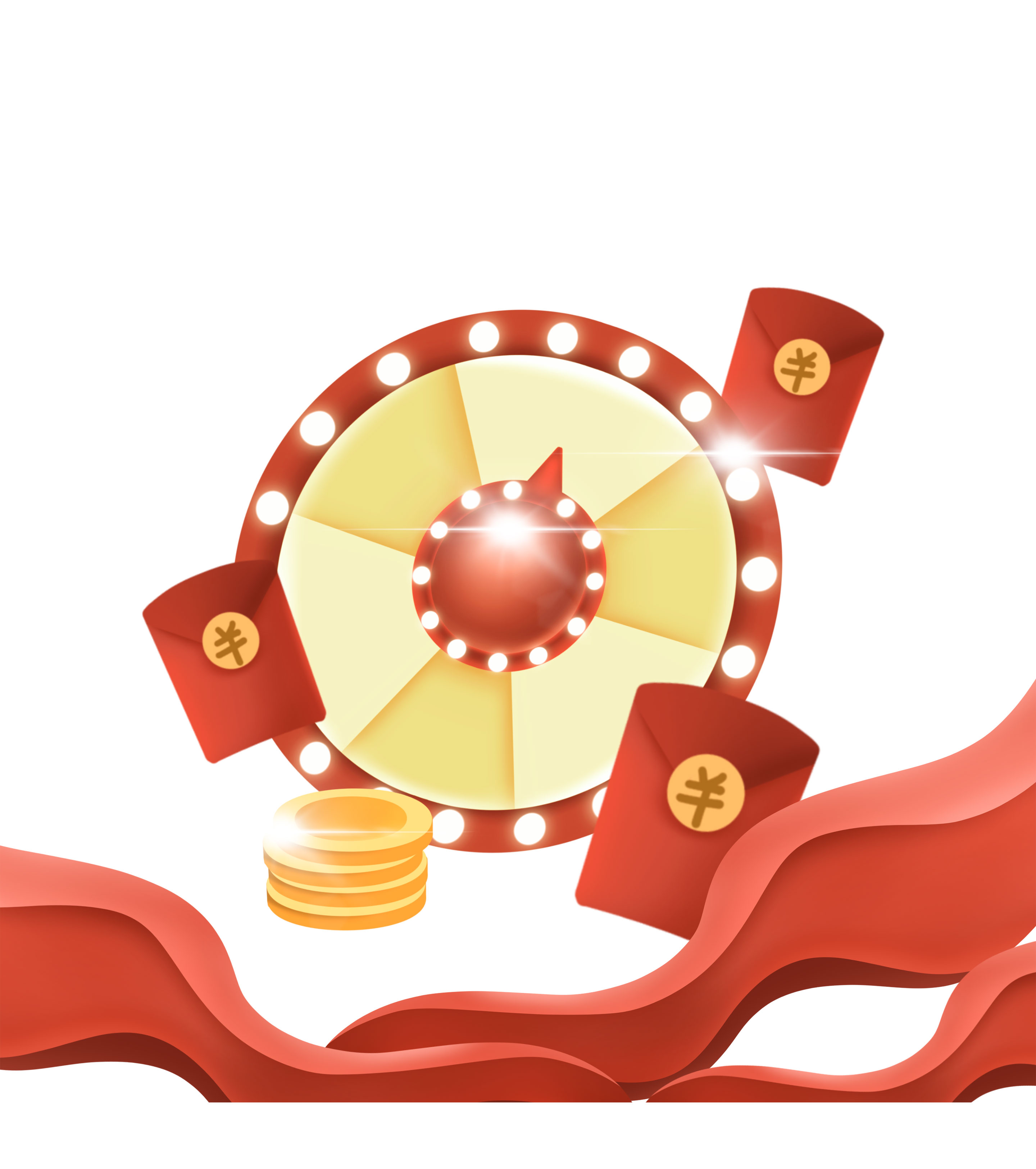 红色红包转盘618节日元素