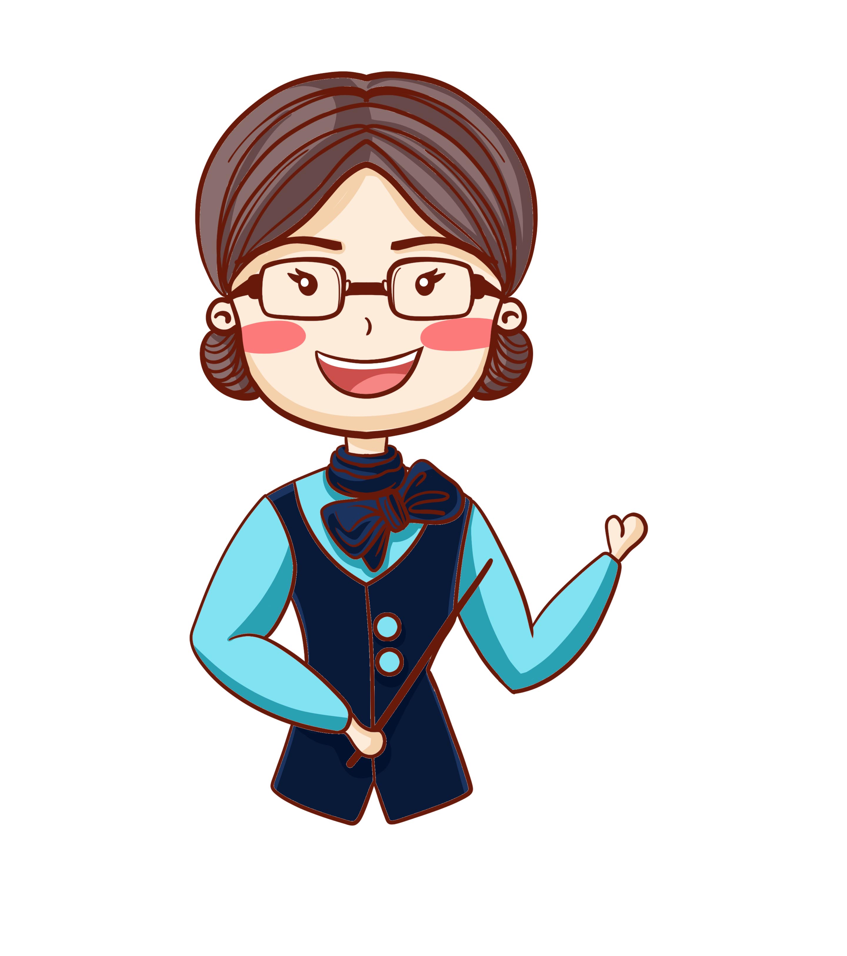 卡通戴眼镜的女人手绘元素