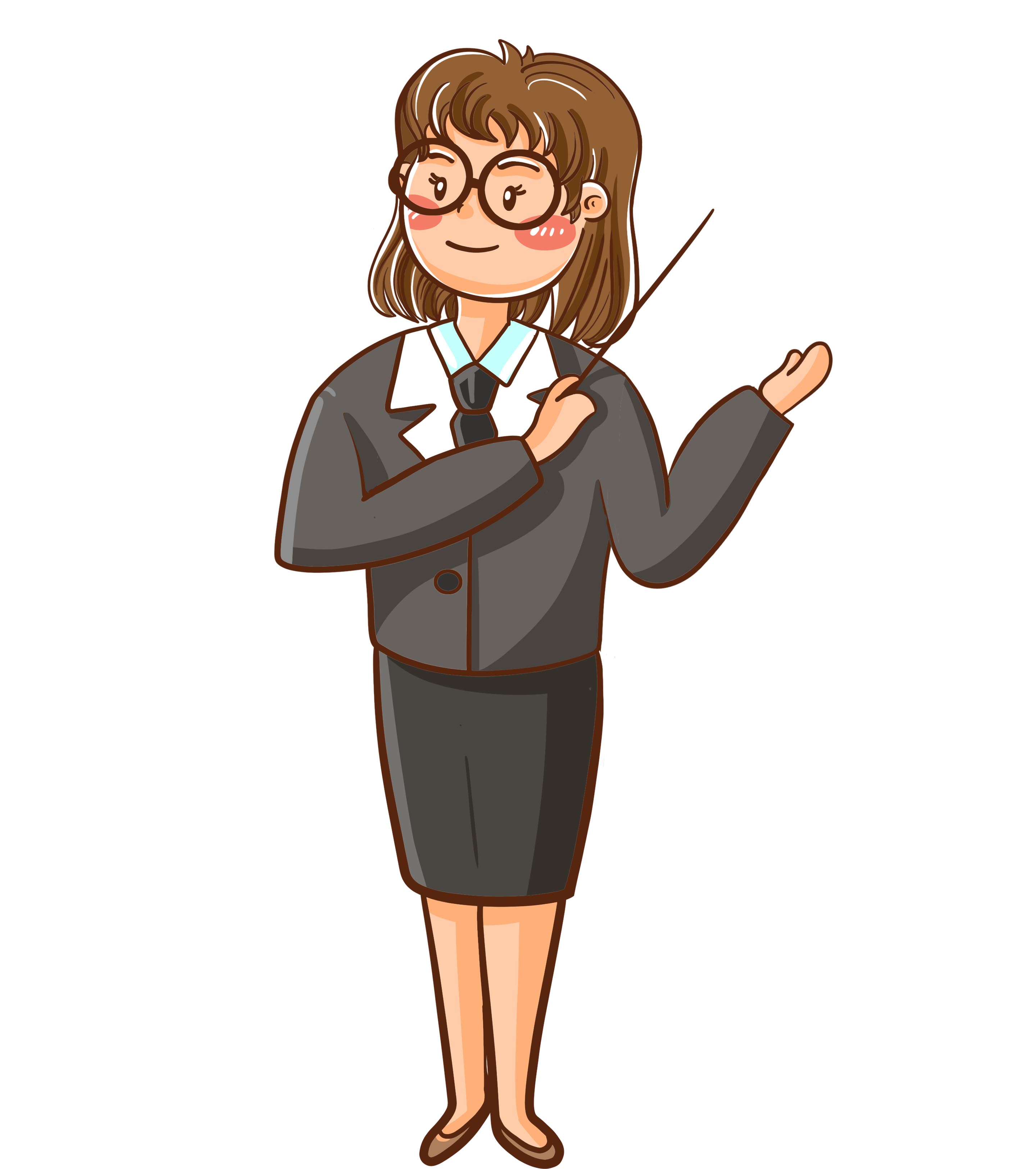 卡通戴眼镜的女人手绘元素