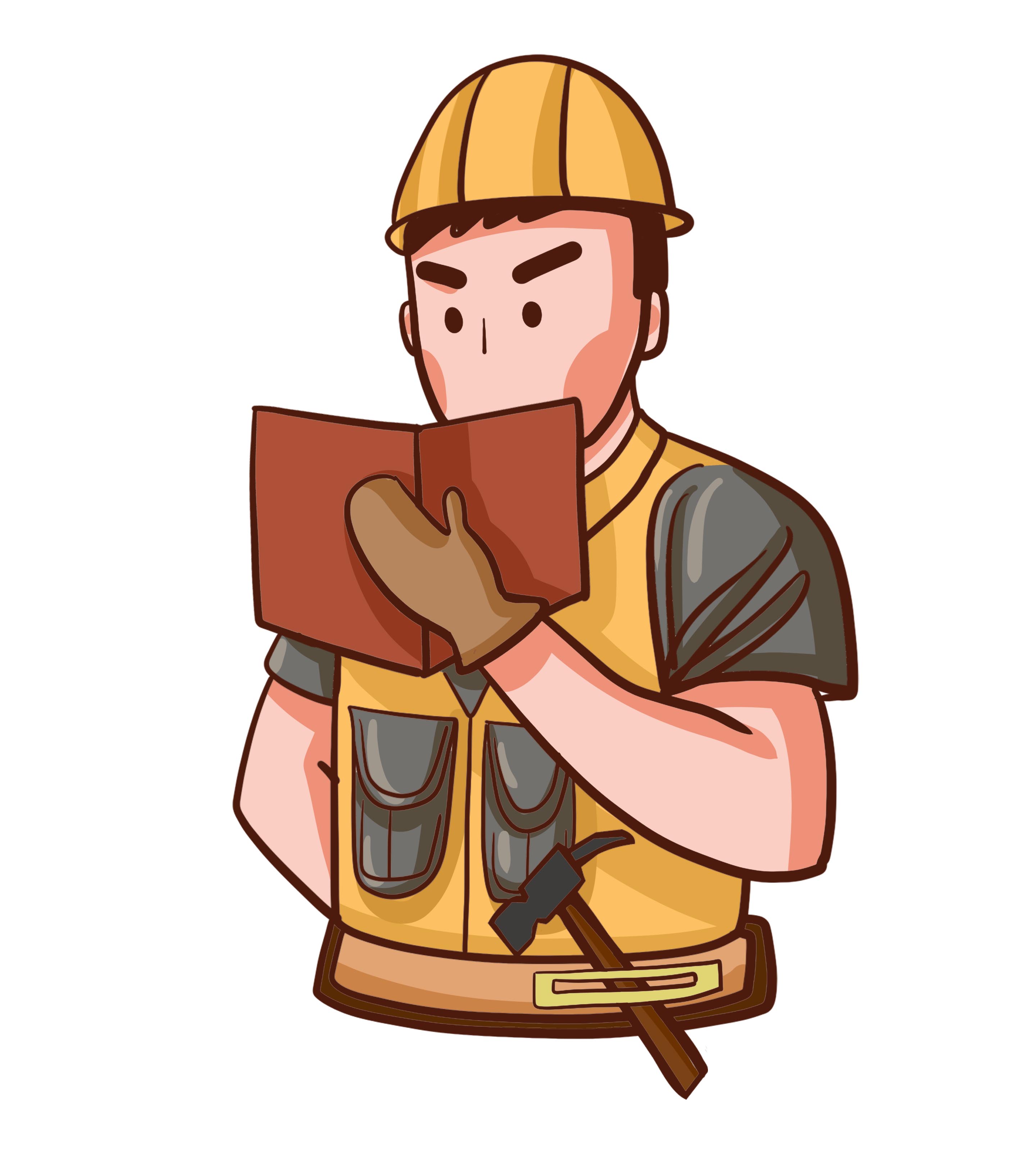 卡通工作的男人手绘元素