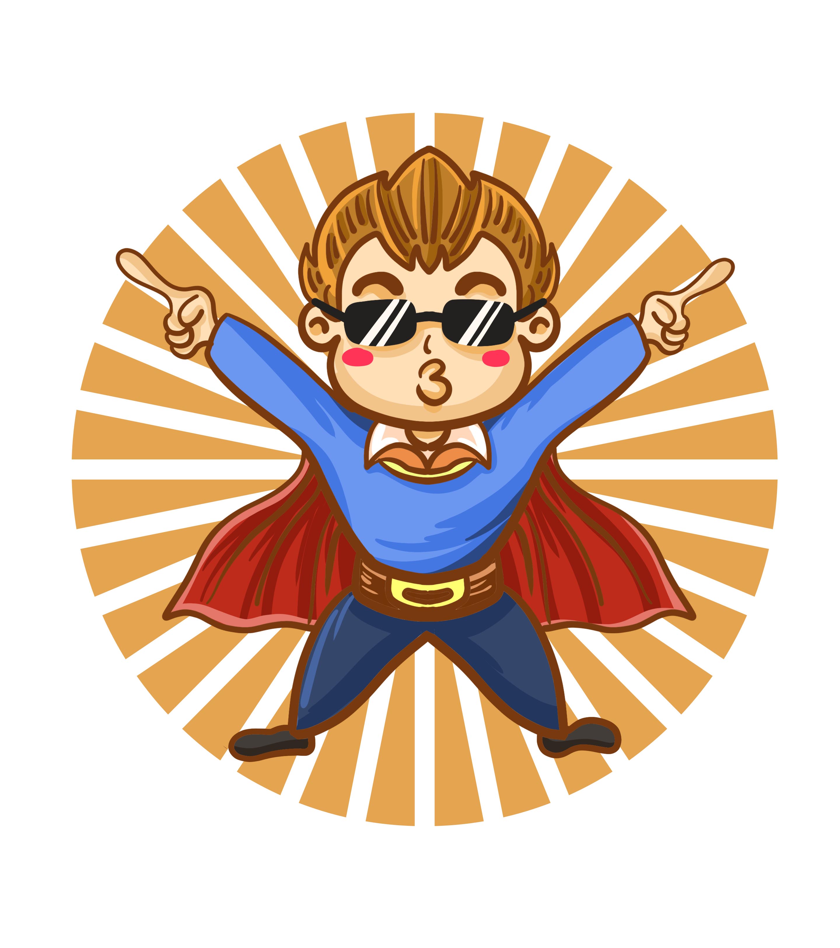 黄色卡通超人元素