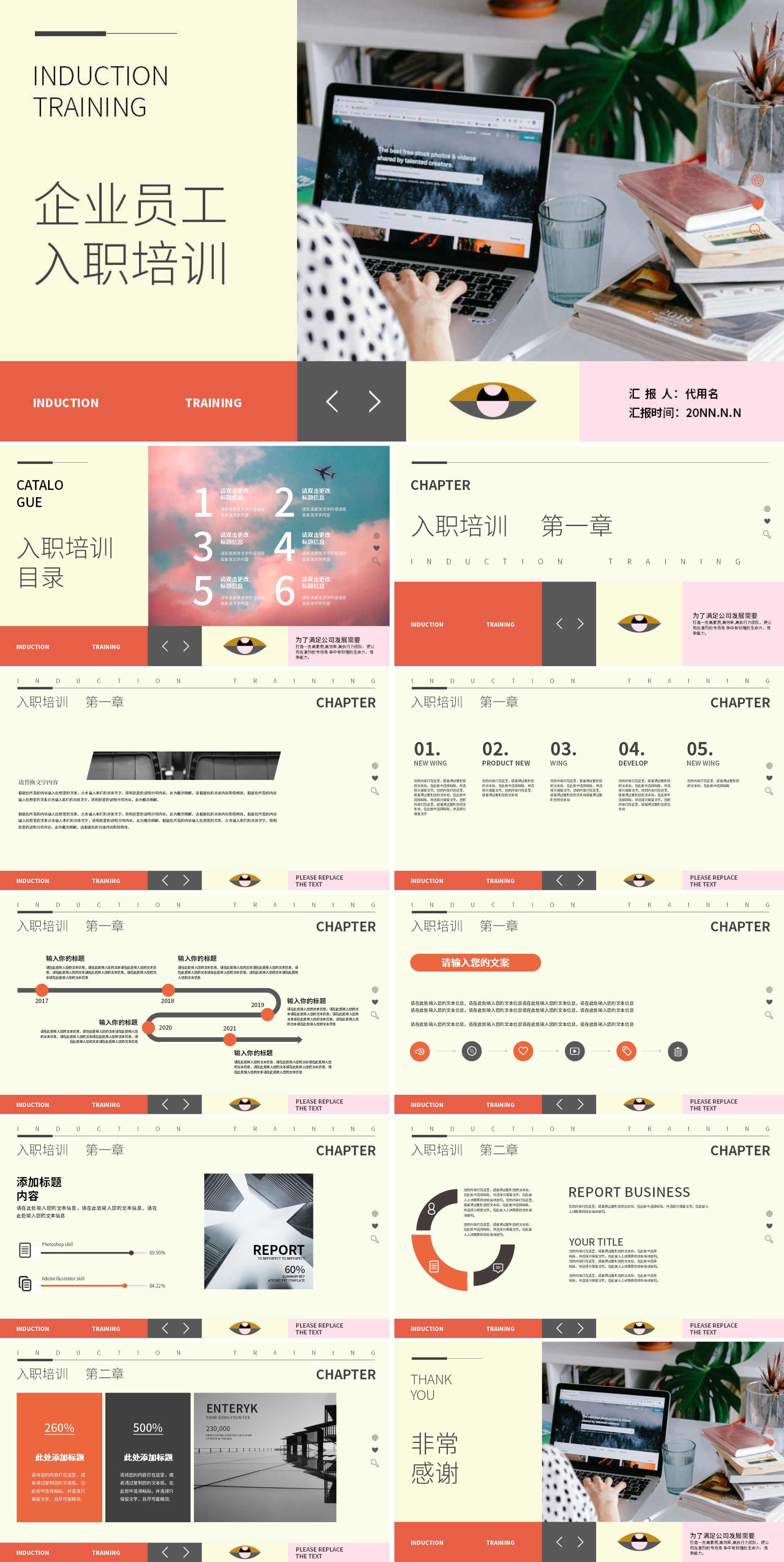 黄色简约风企业员工入职培训PPT模板