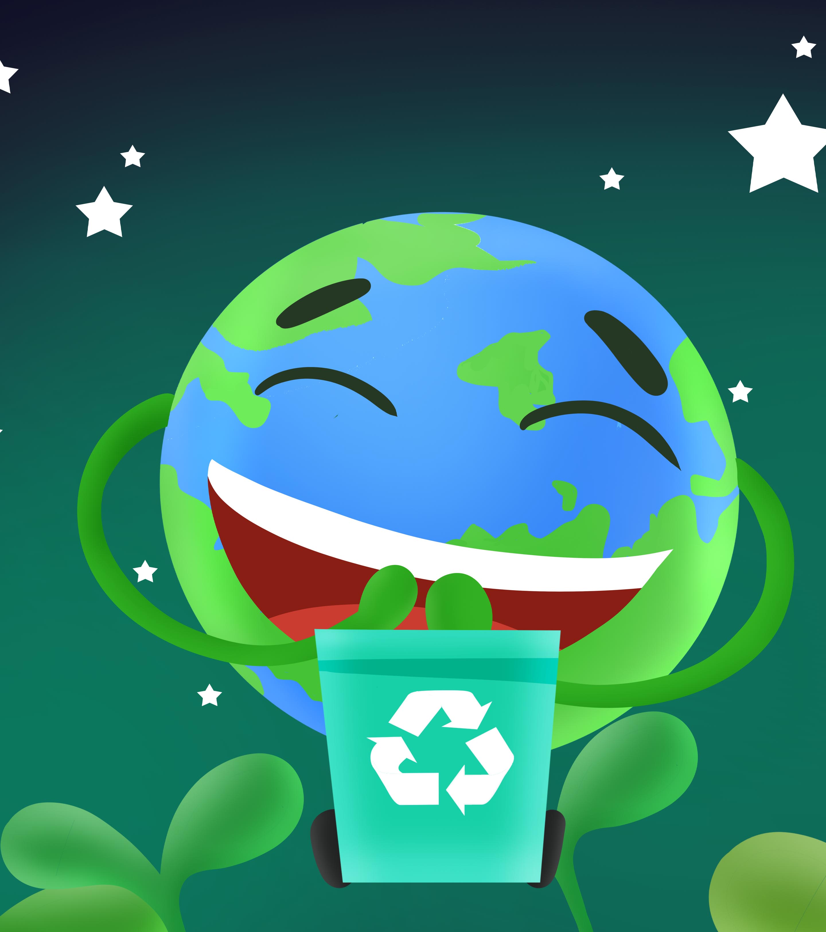 卡通绿色保护地球环境手绘元素