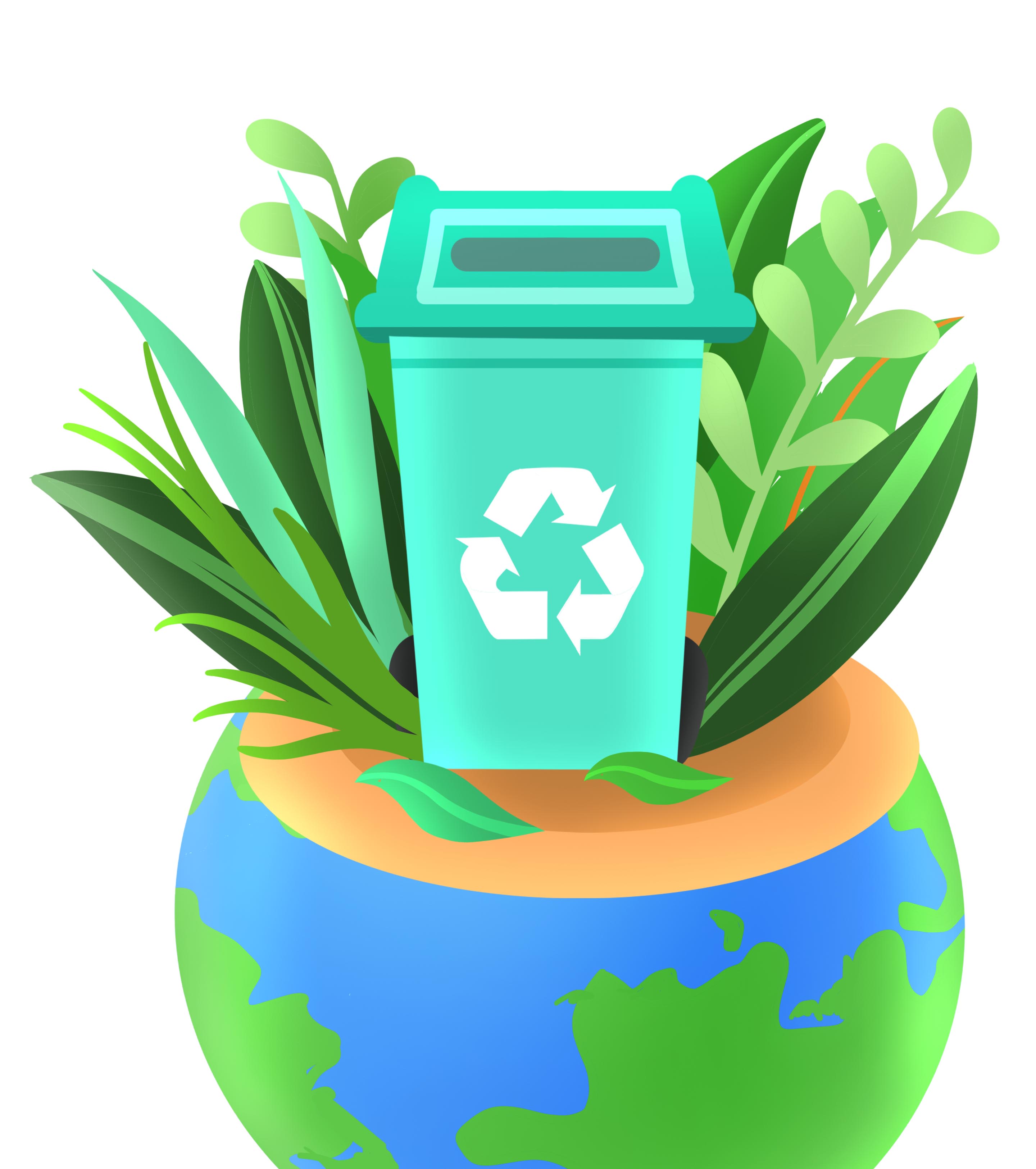 小清新绿色保护环境手绘元素