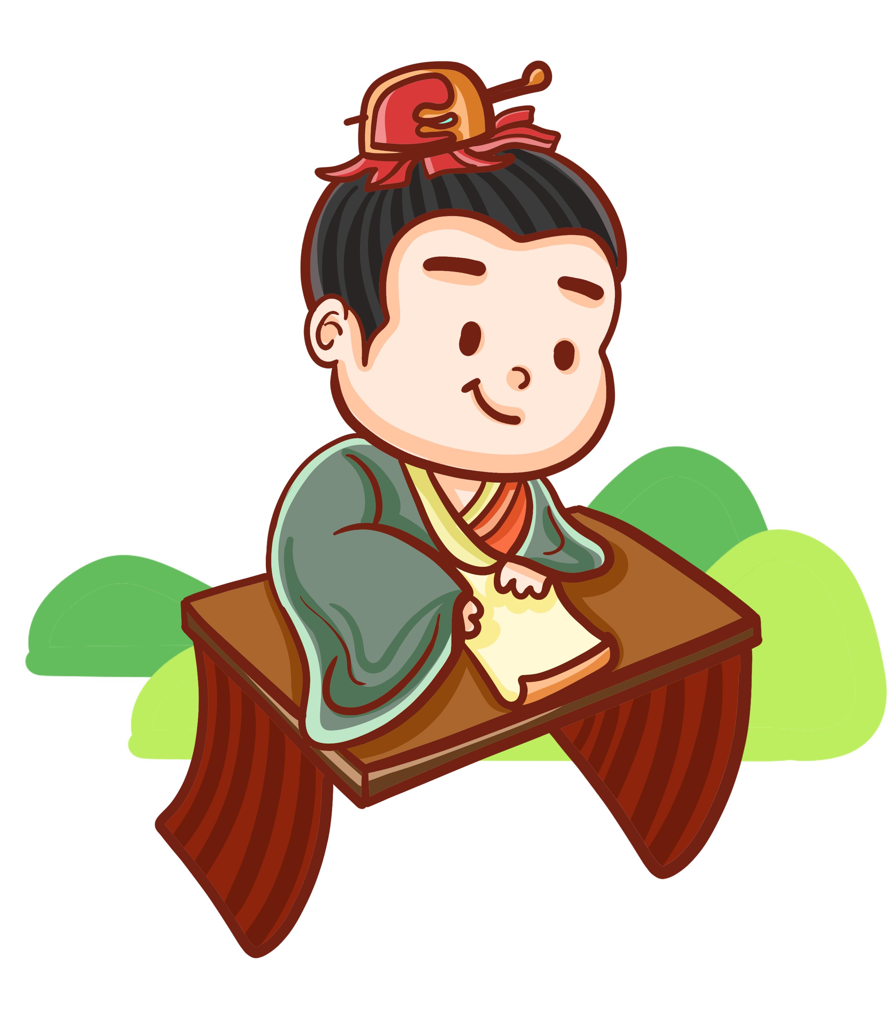 卡通古代秀才学习考试手绘元素