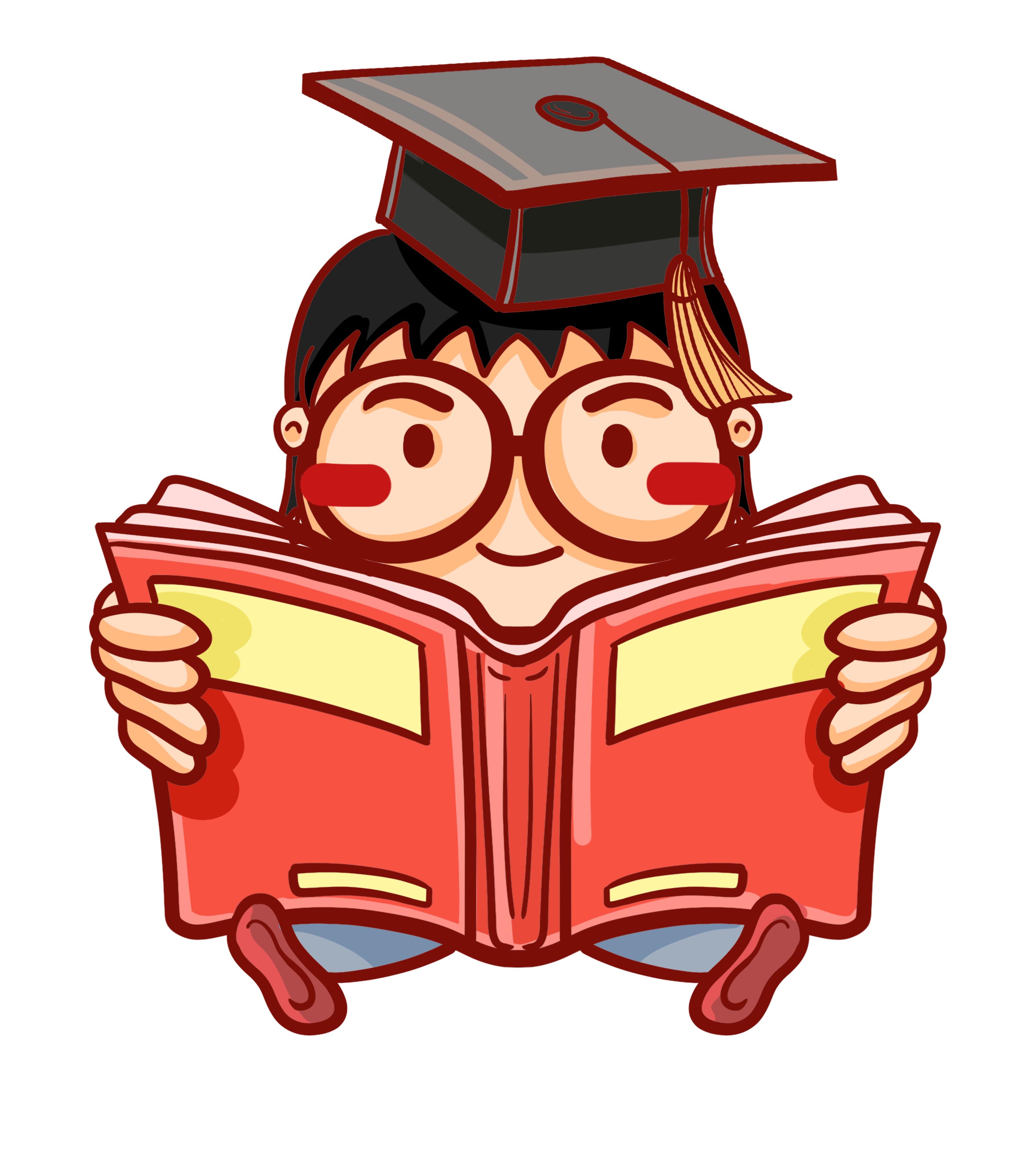 可爱戴学士帽的小男孩手绘元素