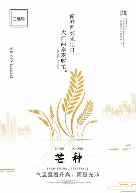 白色简约风芒种海报