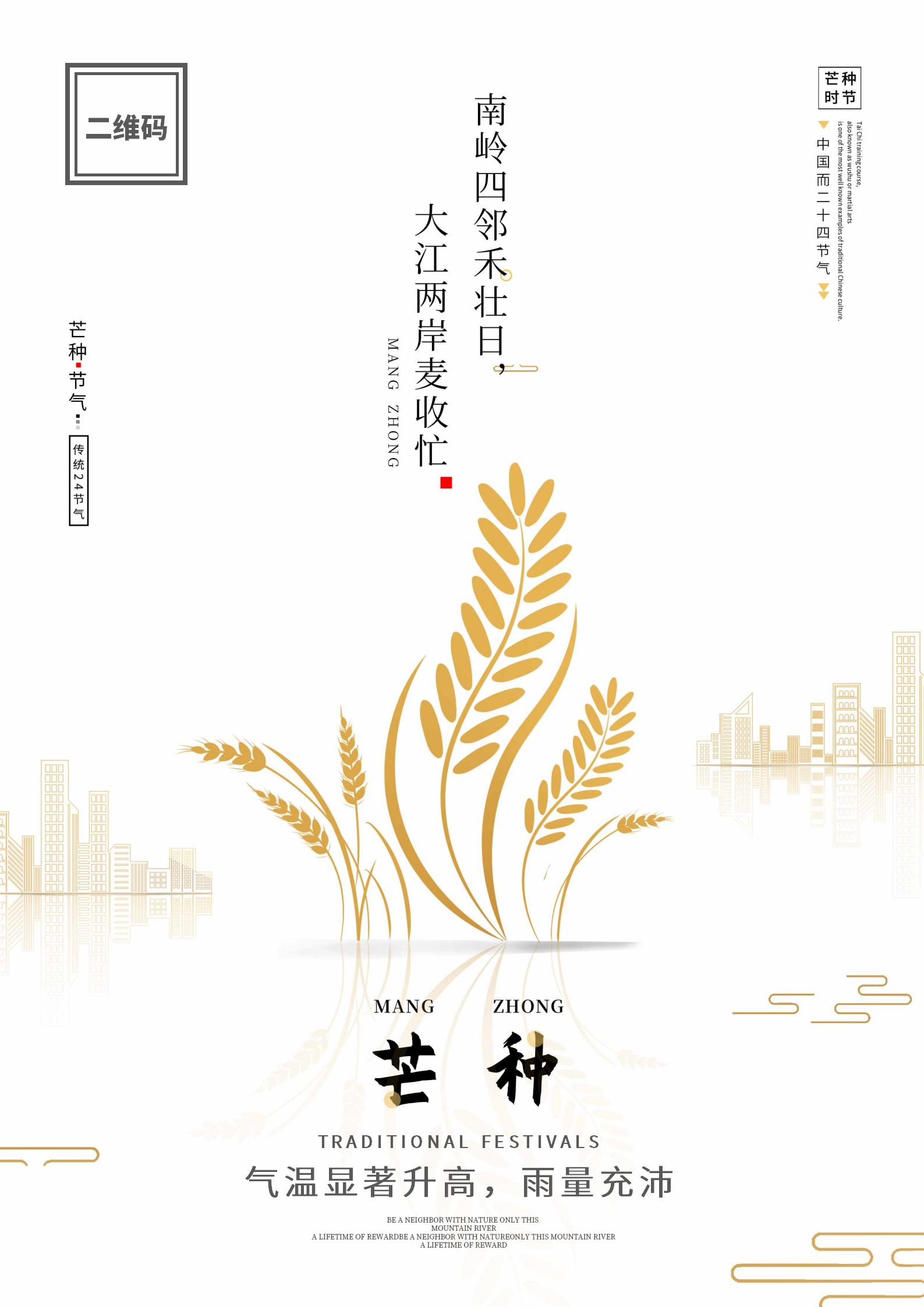 白色简约风芒种海报