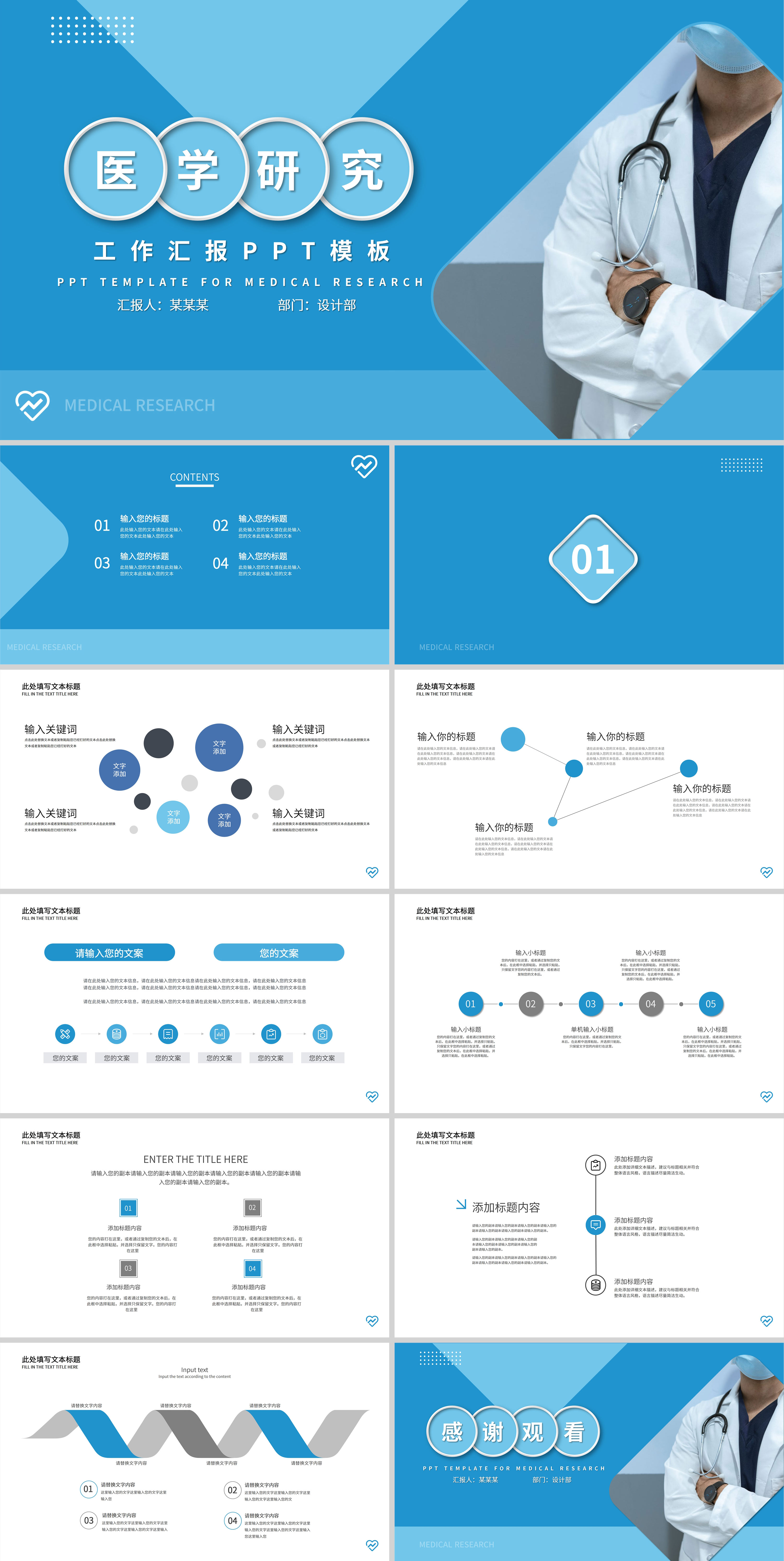 蓝色科研风医学研究PPT模板