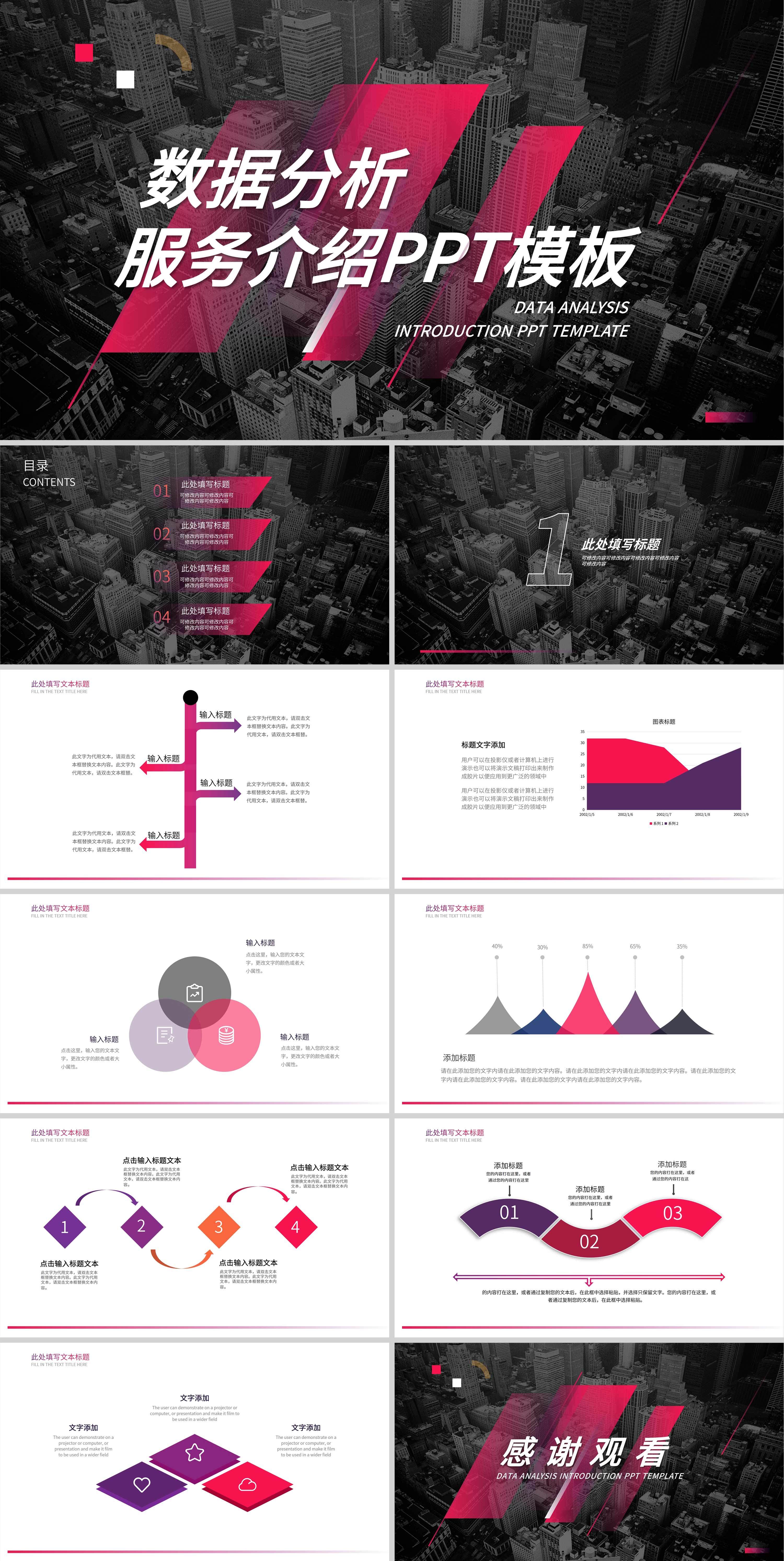 粉色现代服务介绍PPT模板