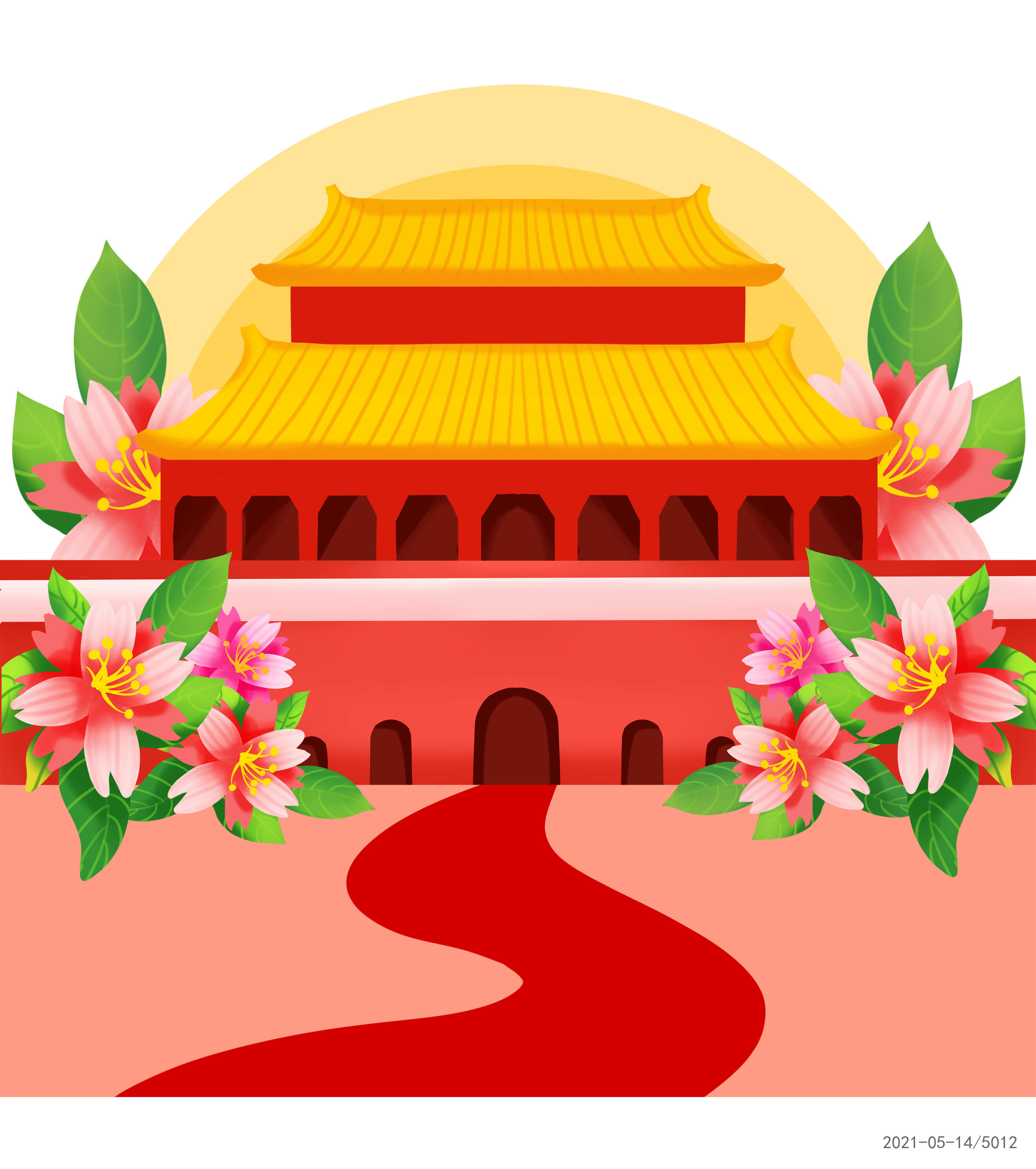 手绘党政天安门元素