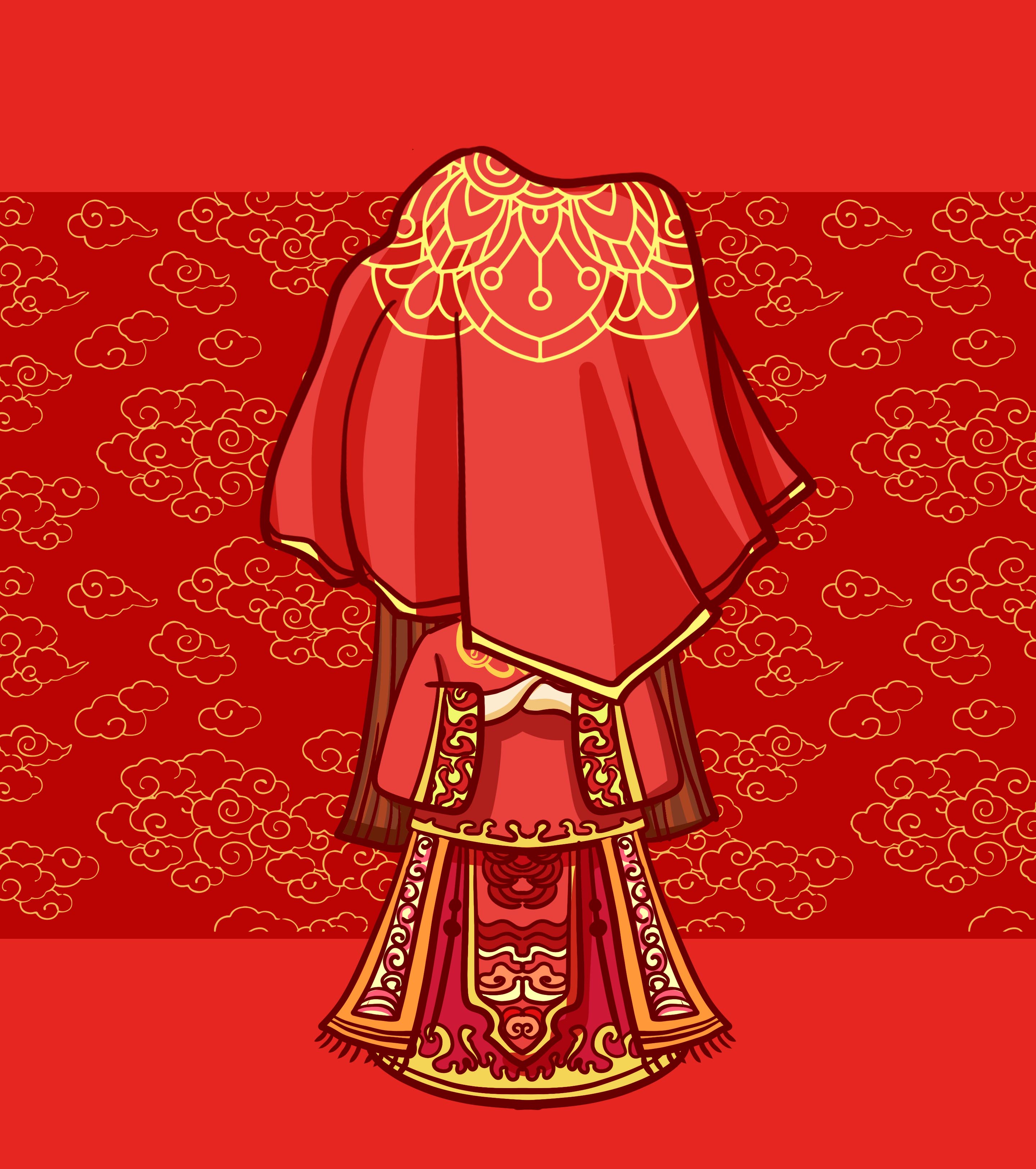 红盖头新娘婚礼元素