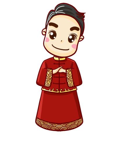 红色新郎婚礼元素