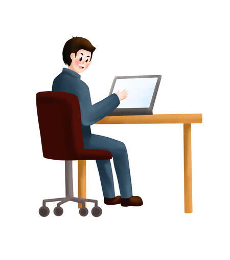 卡通职场男子办公商业汇报元素