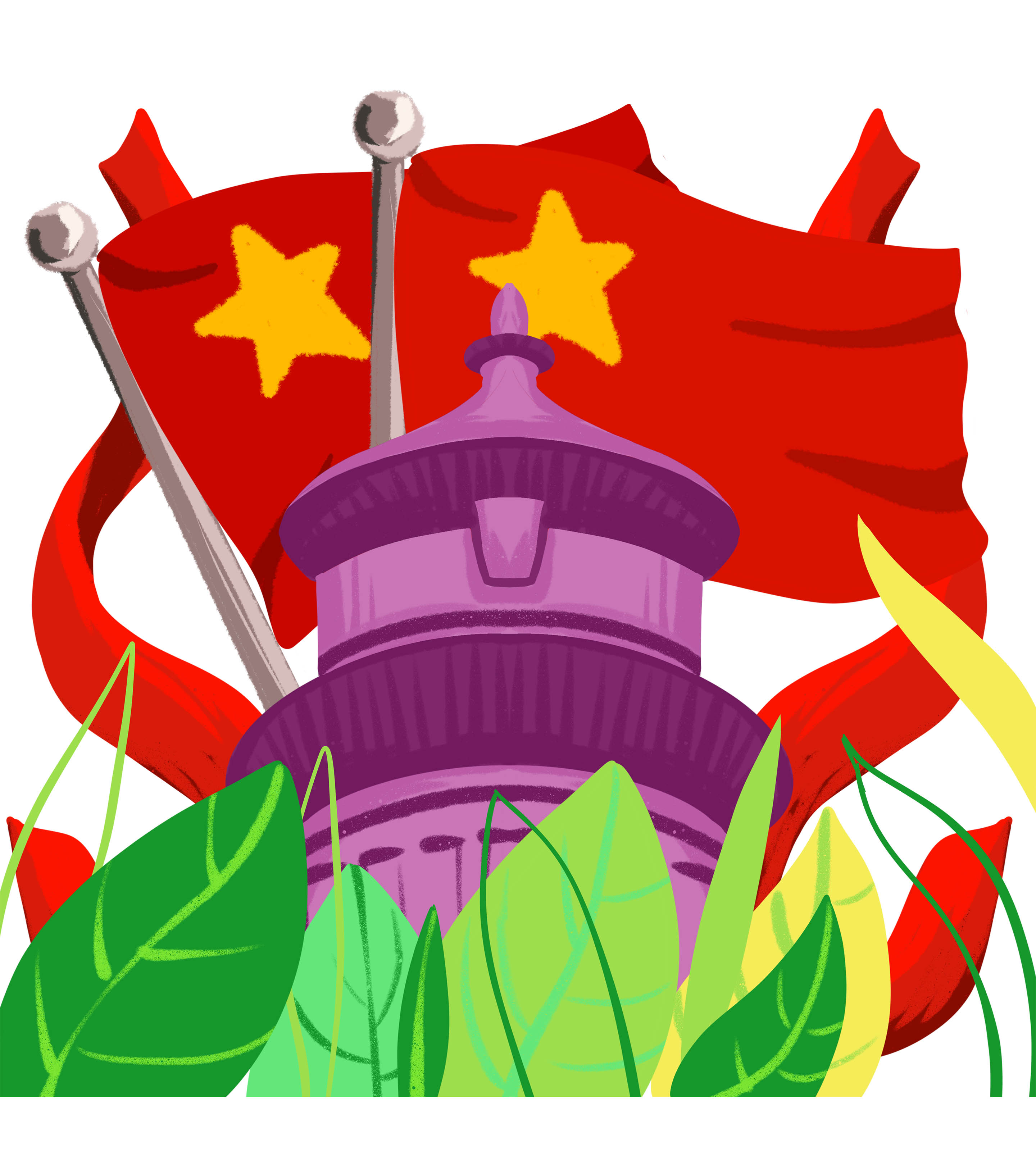 手绘党政天坛旗帜元素