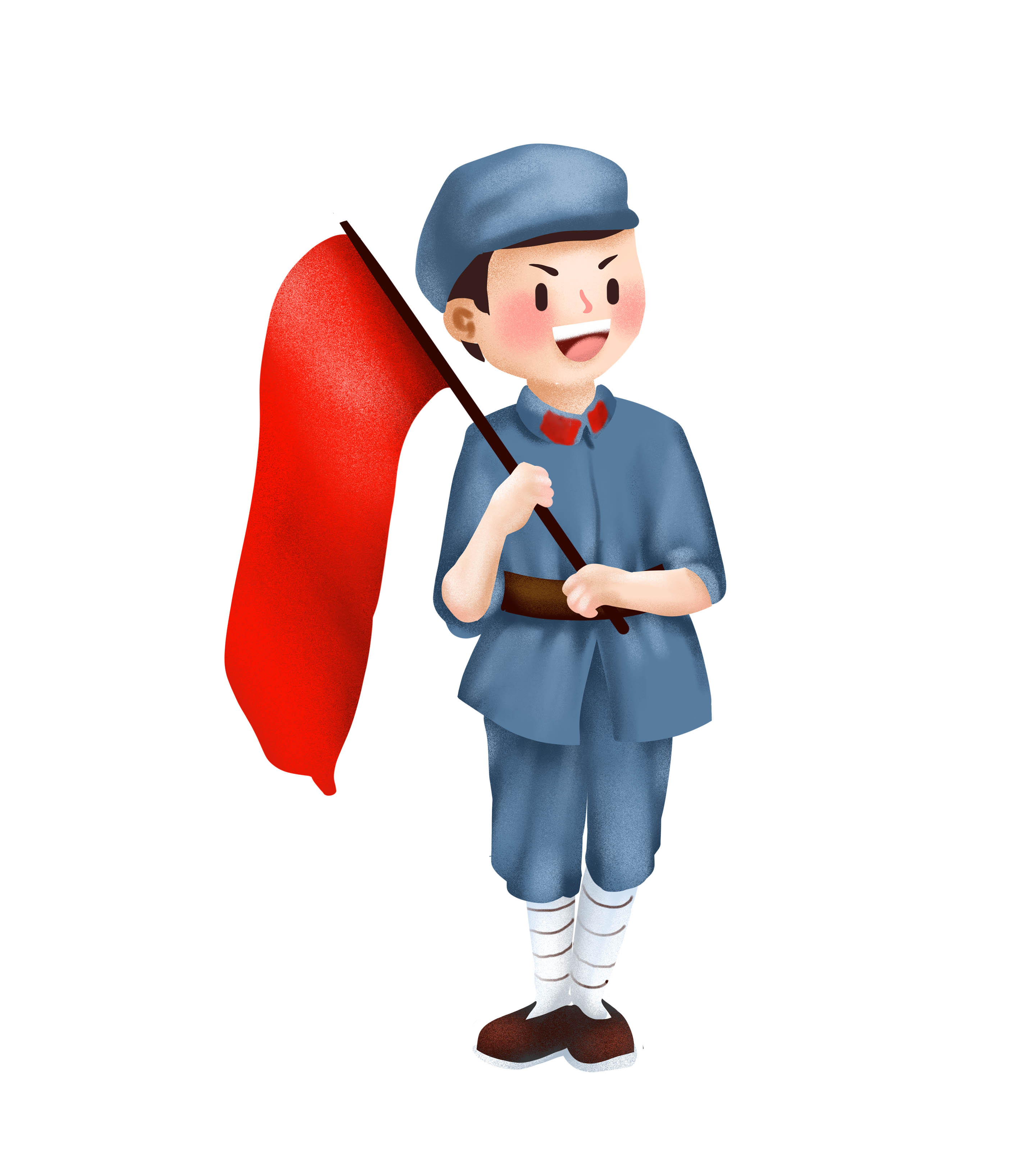 男兵手举红旗党建元素