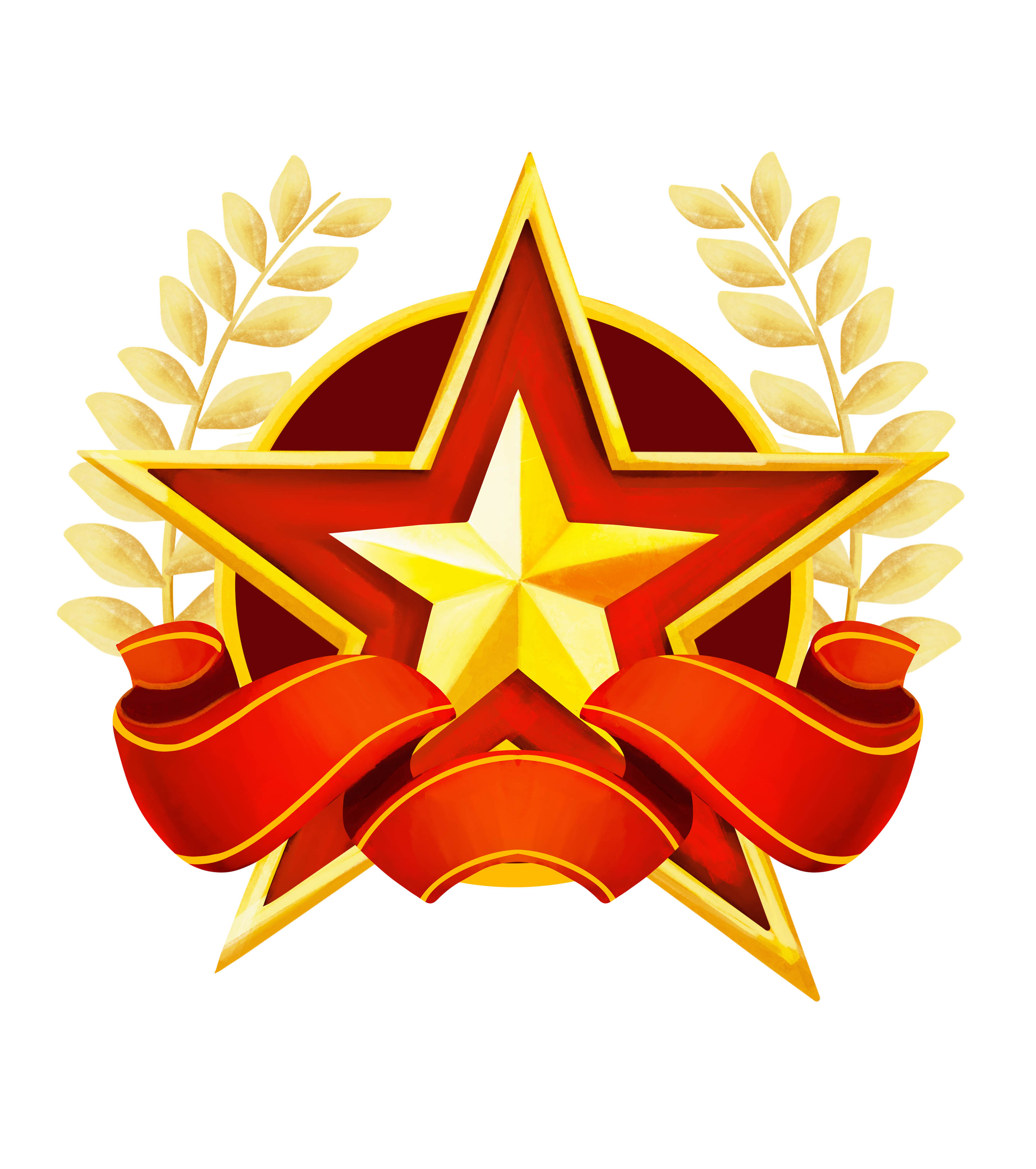 红色党政五星徽章元素