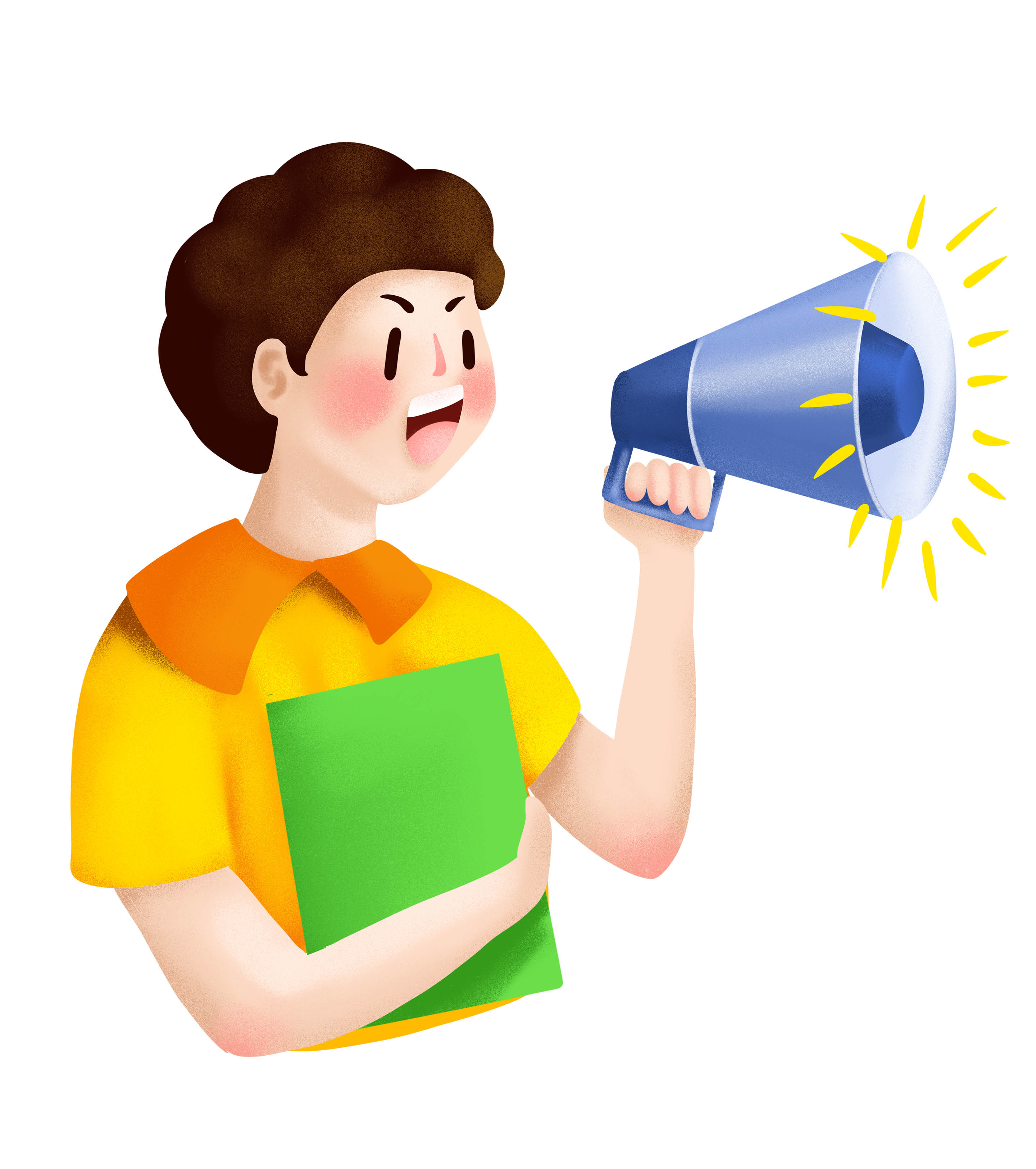 卡通男生招聘启事手绘元素