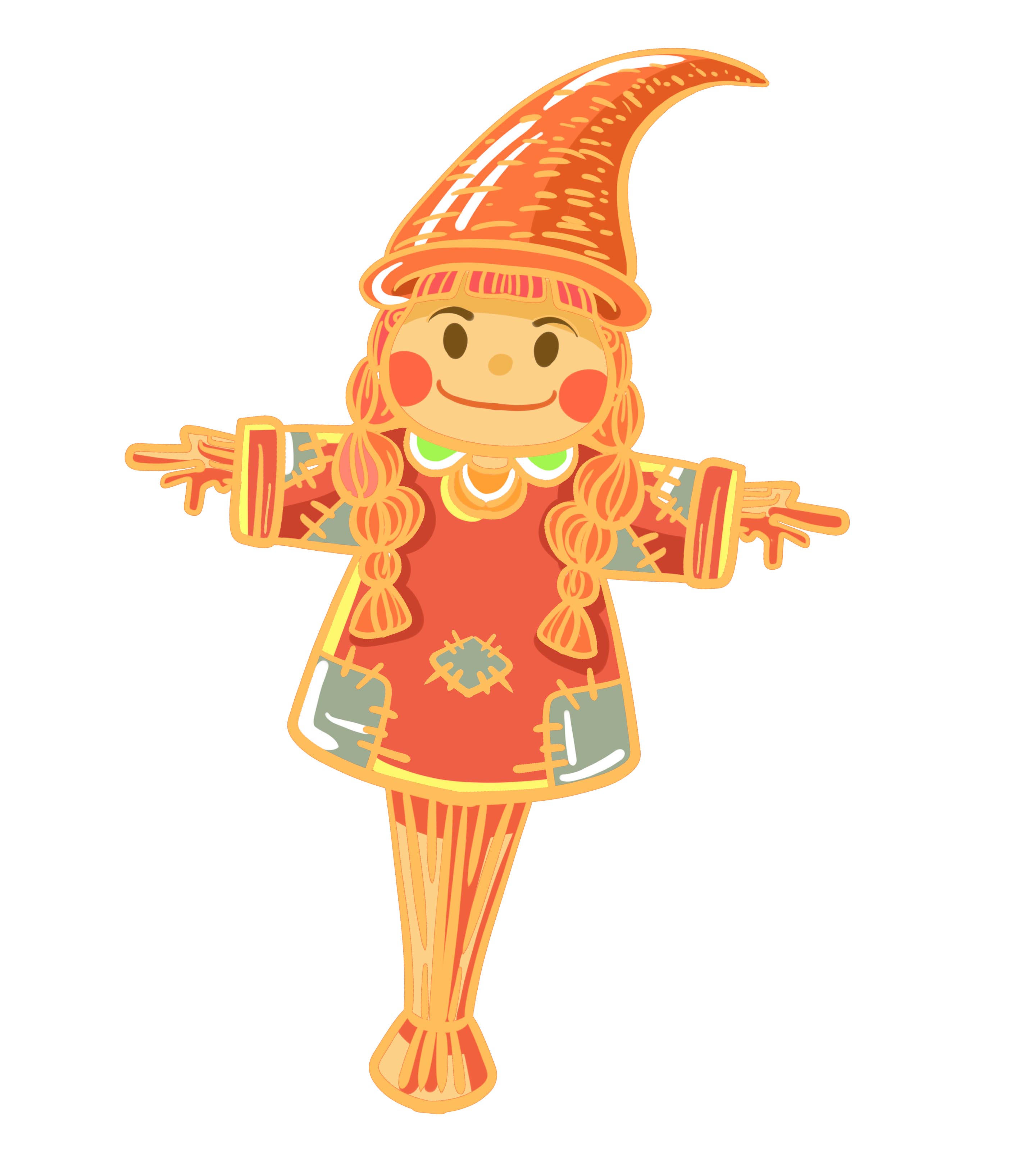 双辫子稻草人元素