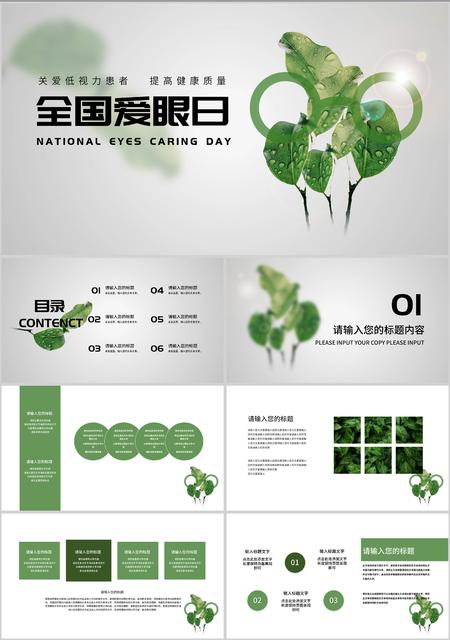 绿色自然风全国爱眼日PPT模板