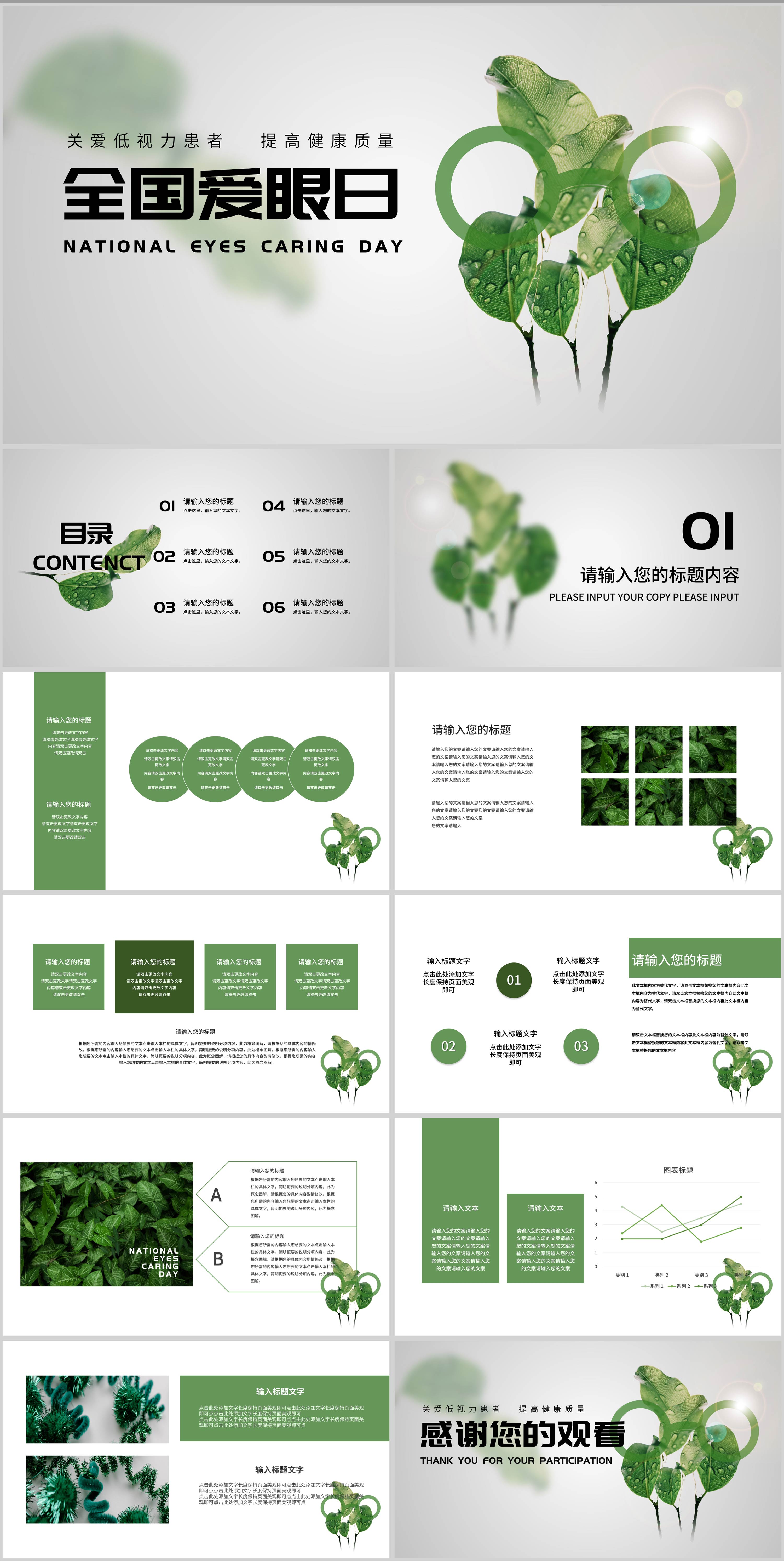 绿色自然风全国爱眼日PPT模板