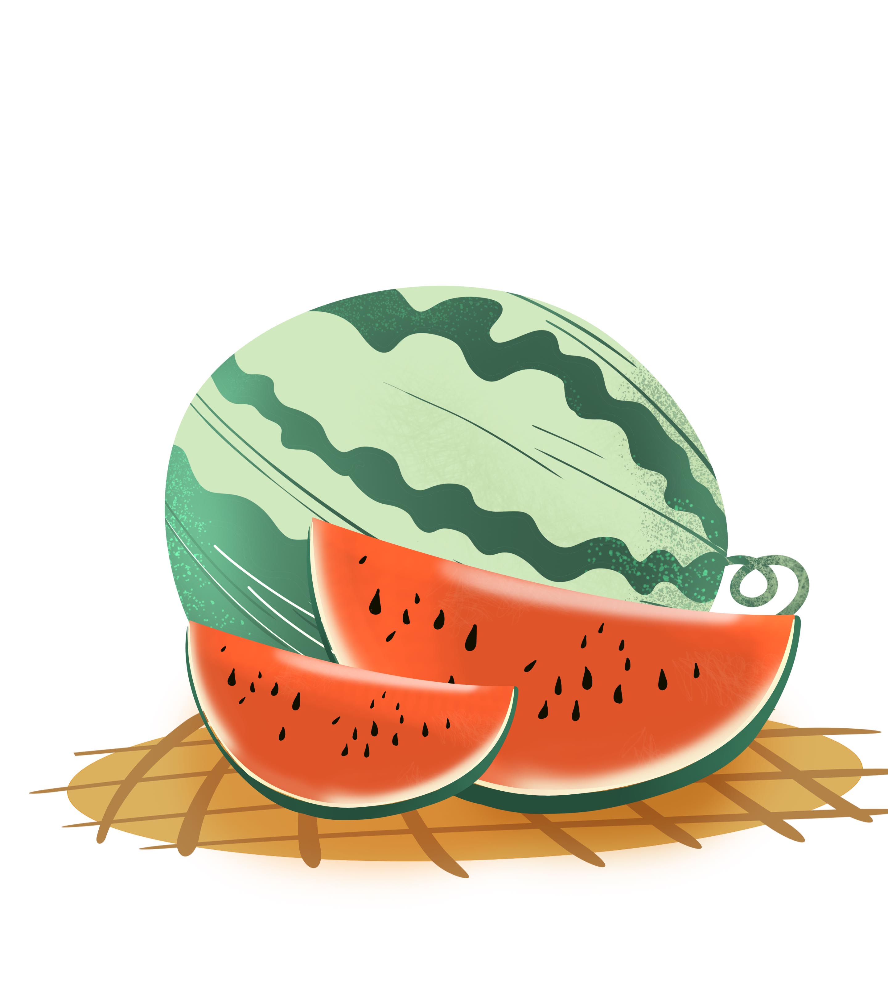 清爽西瓜手绘元素