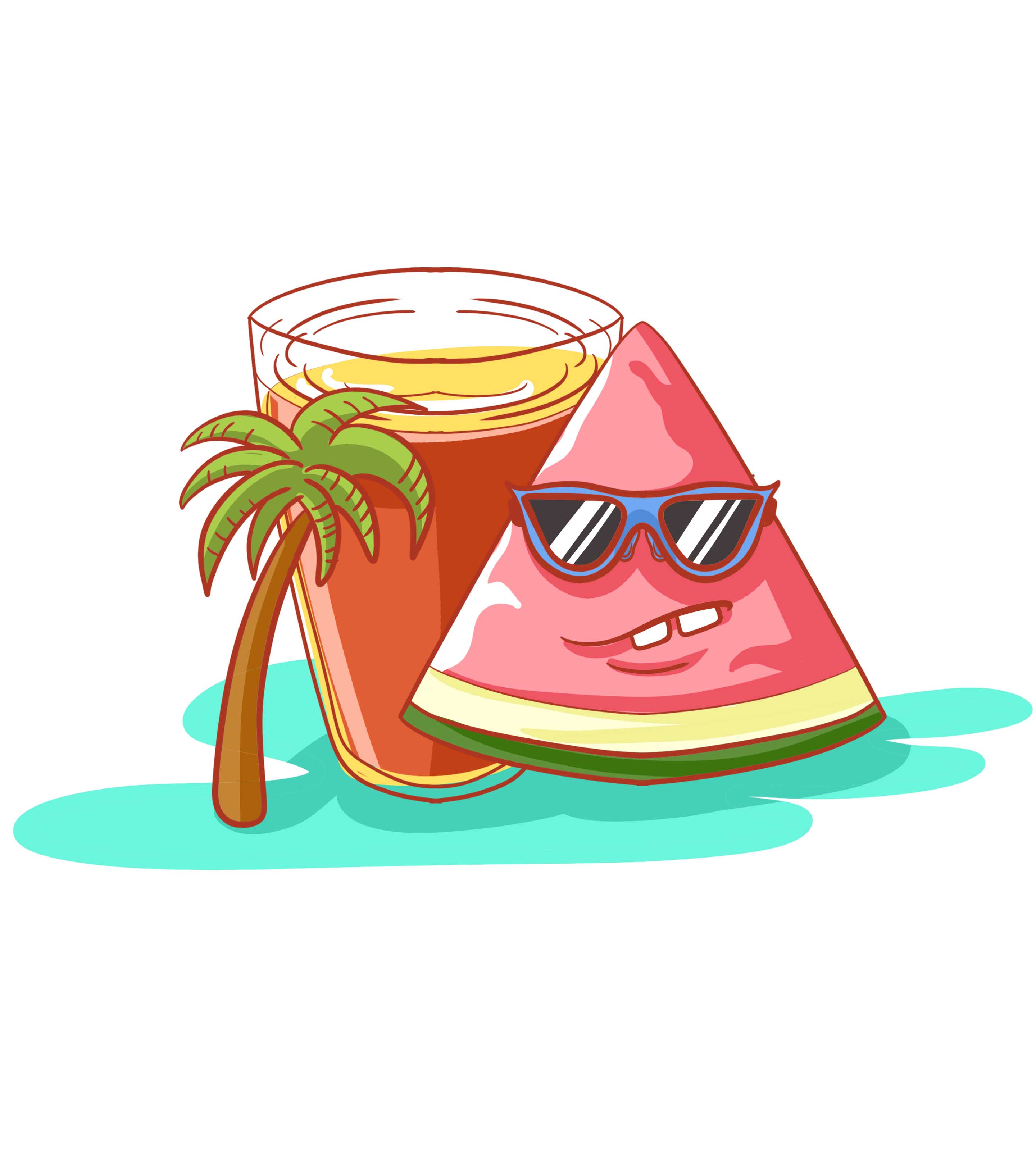 清爽西瓜饮料夏日元素