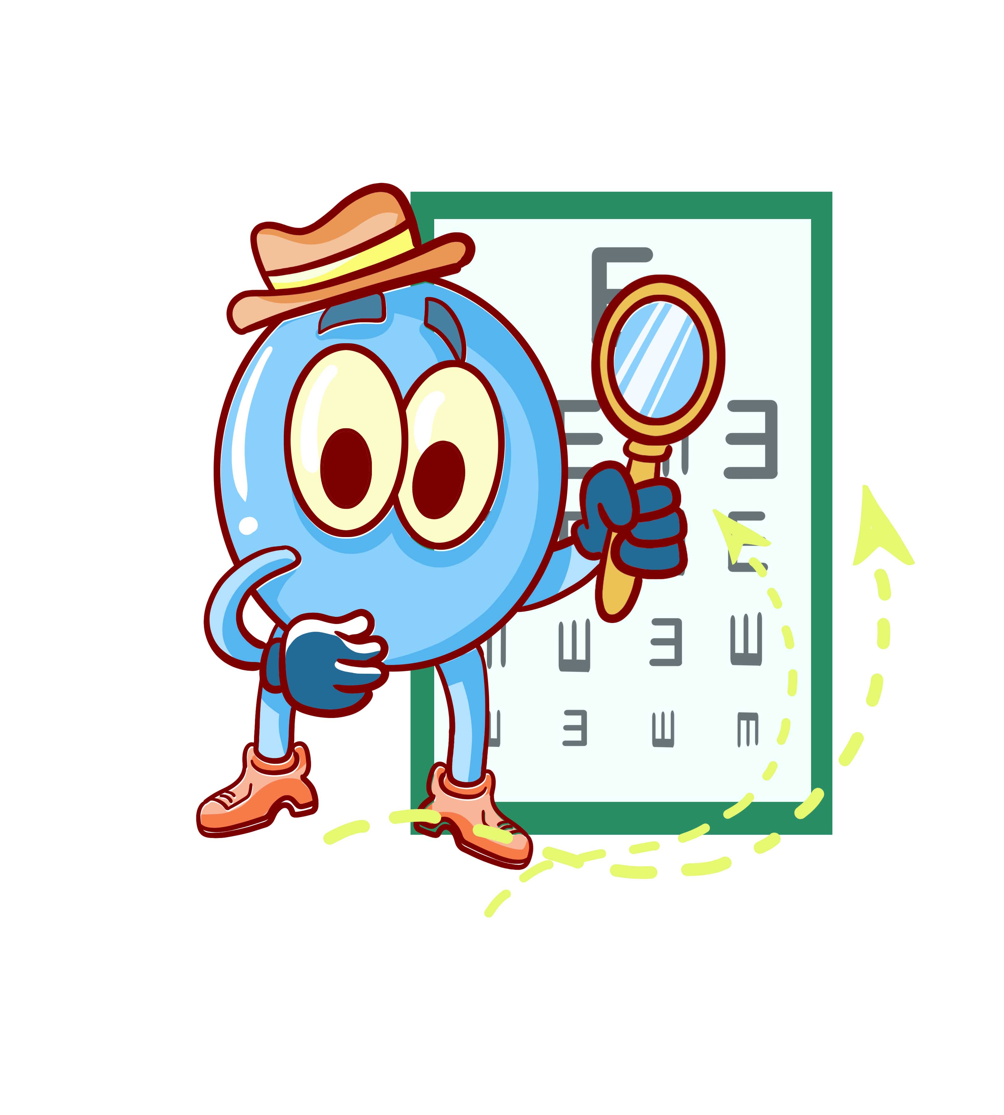 蓝色卡通世界爱眼日元素