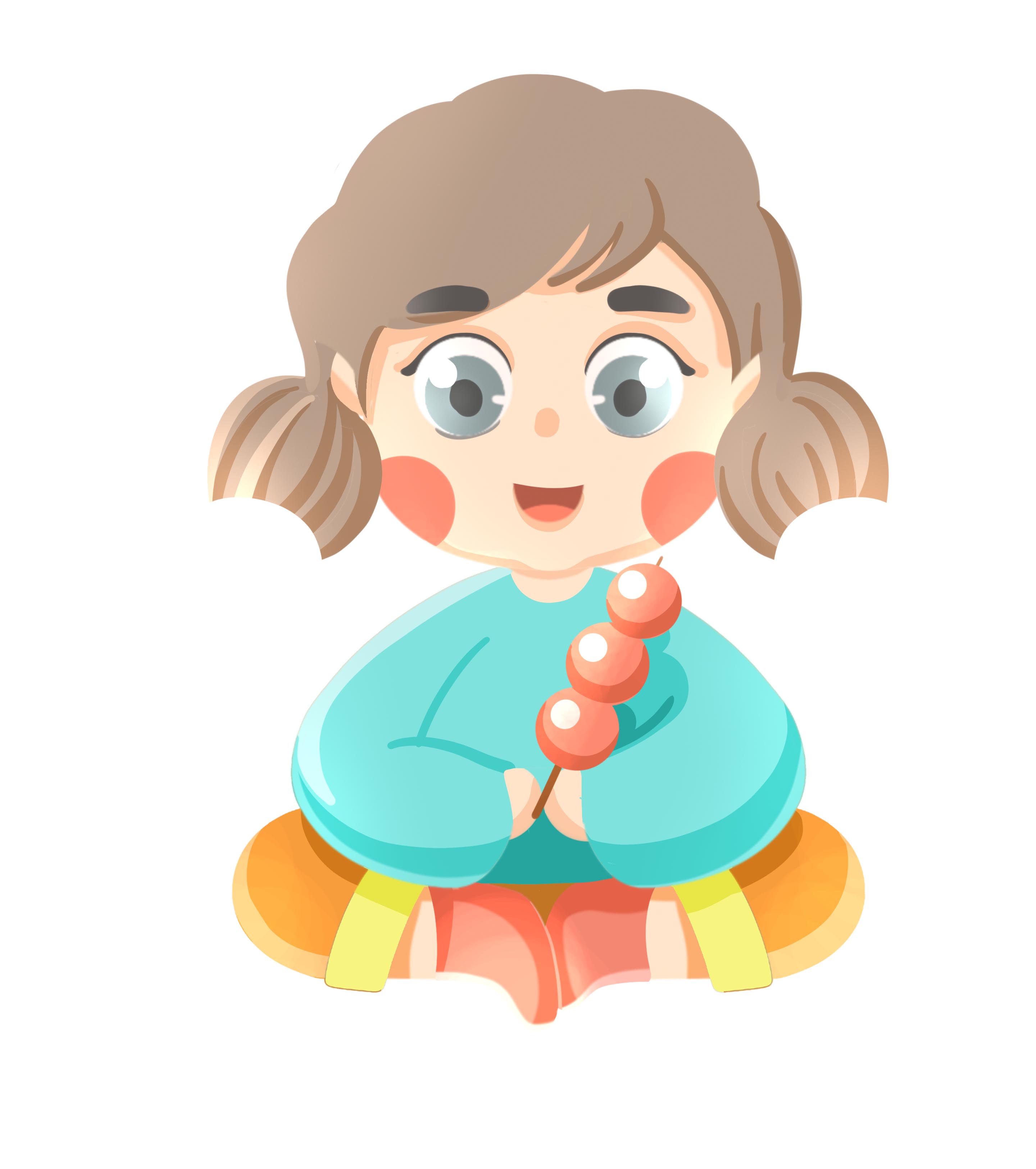 可爱女孩糖葫芦元素