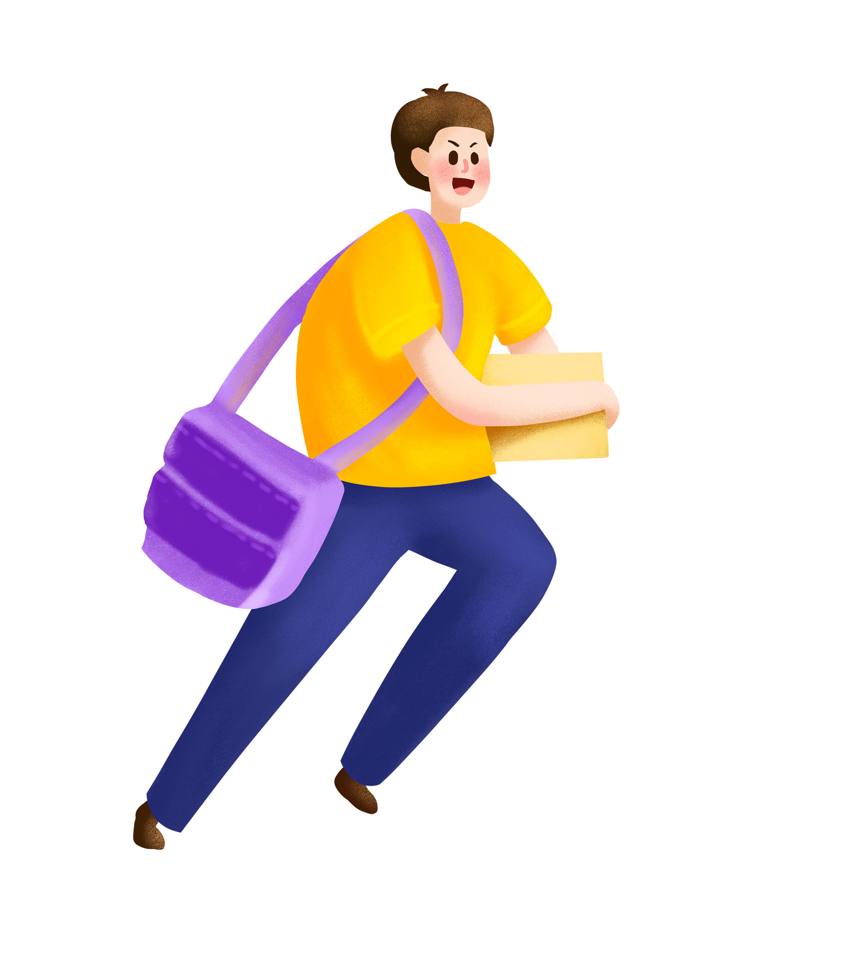 卡通职场商业计划跑步男手绘元素