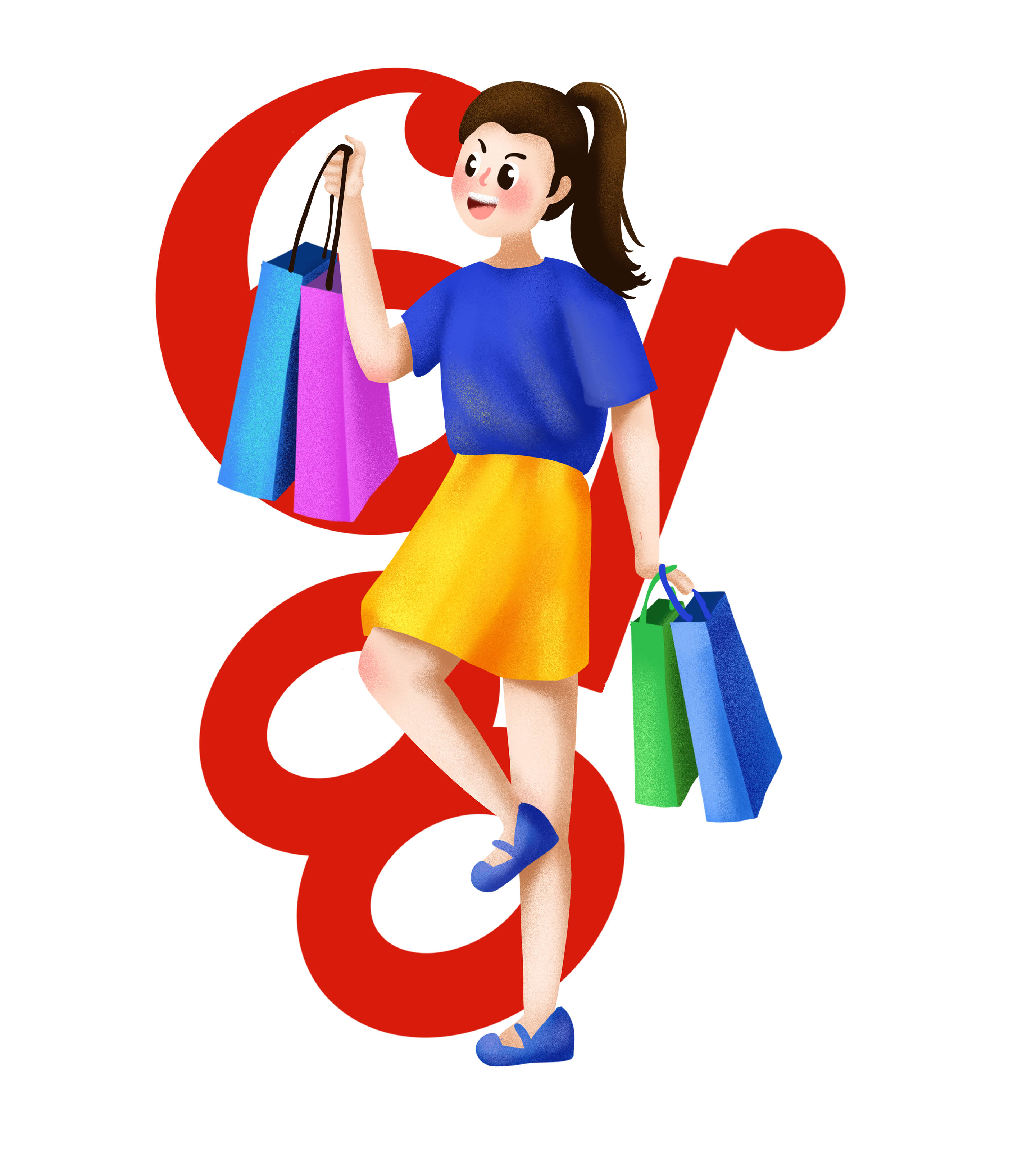 购物少女618促销元素