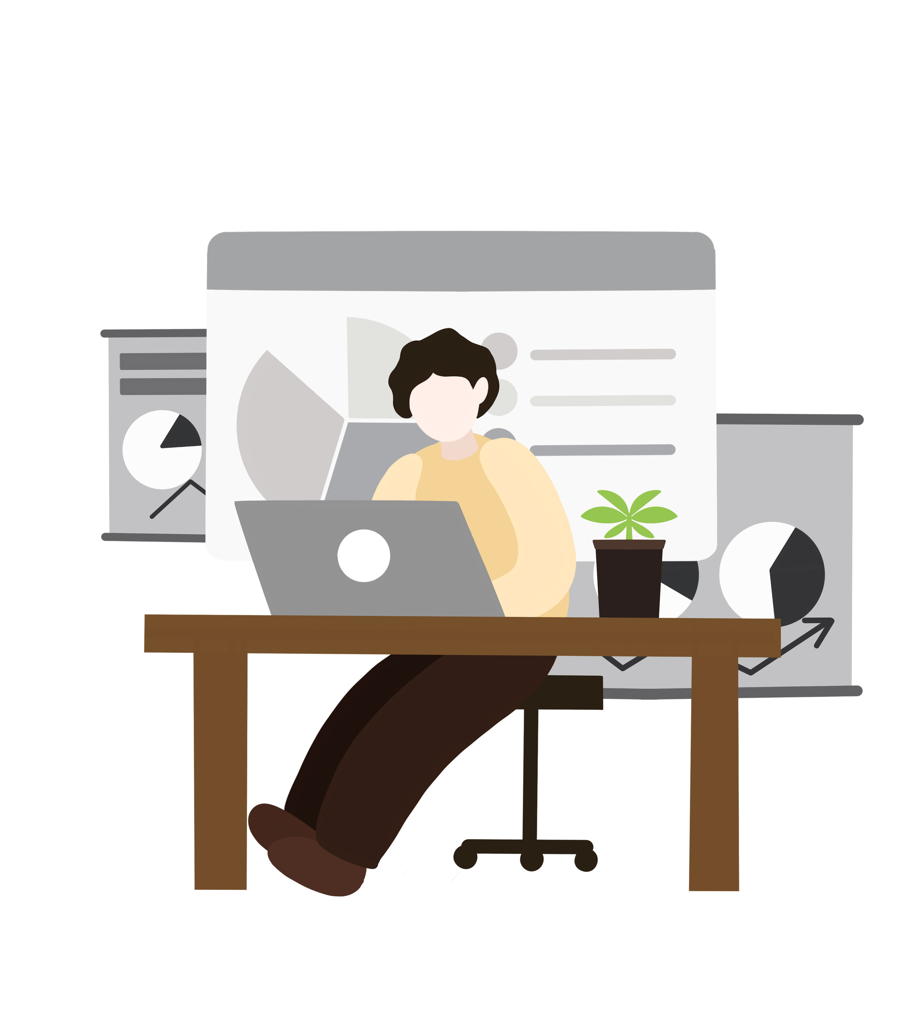 短发女生工作数据元素