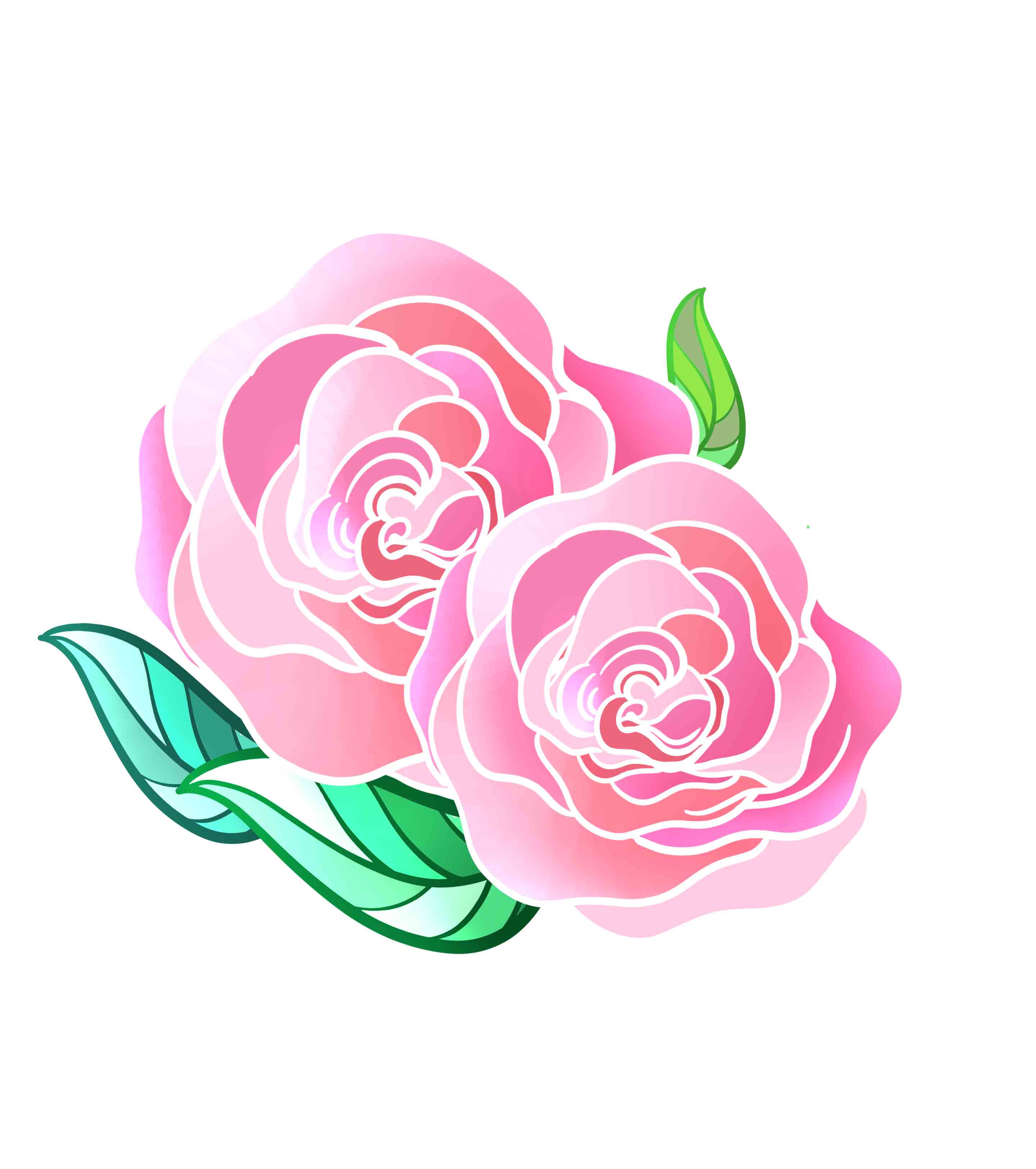 粉色玫瑰花绿叶元素