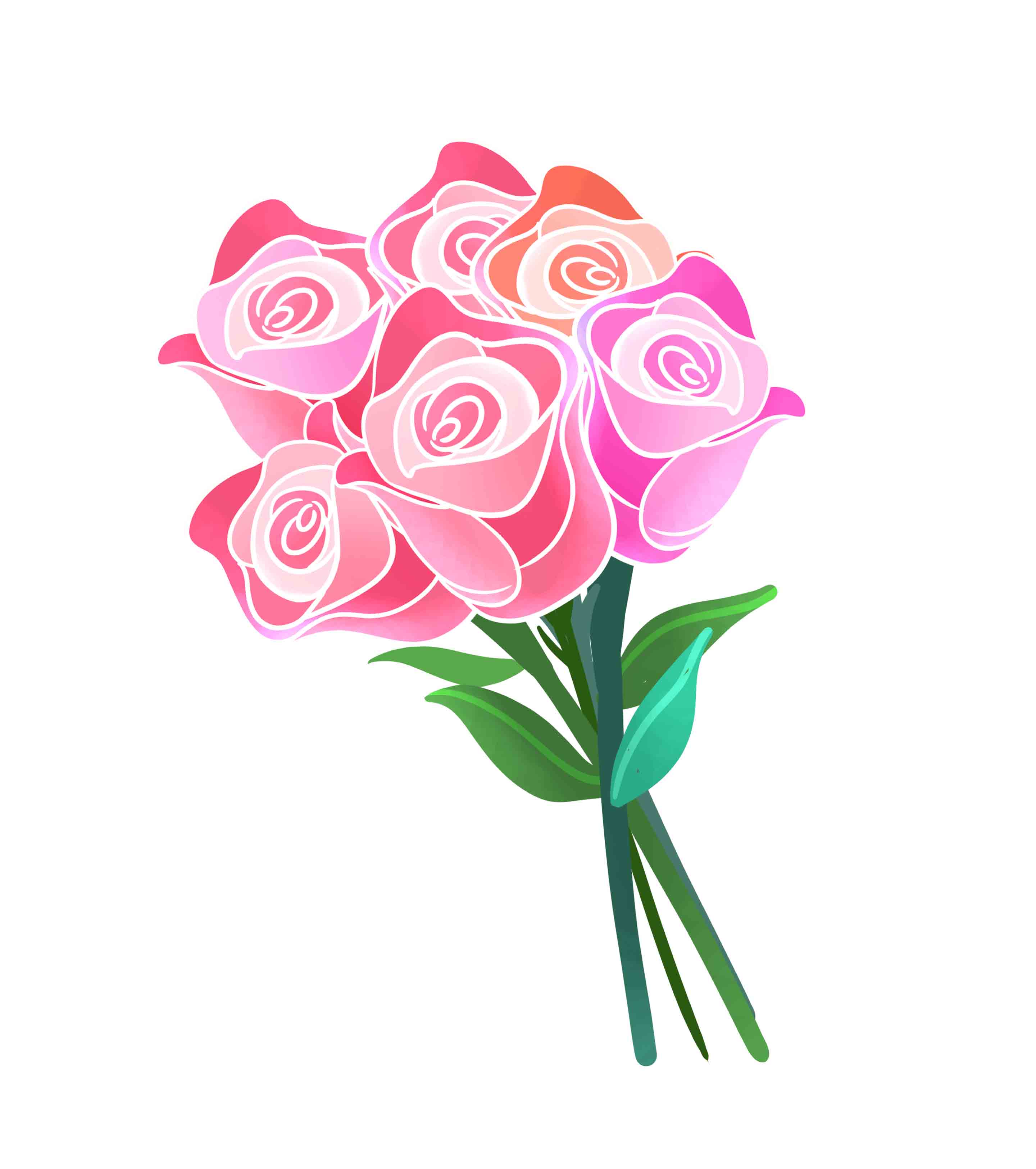 粉色玫瑰花束元素