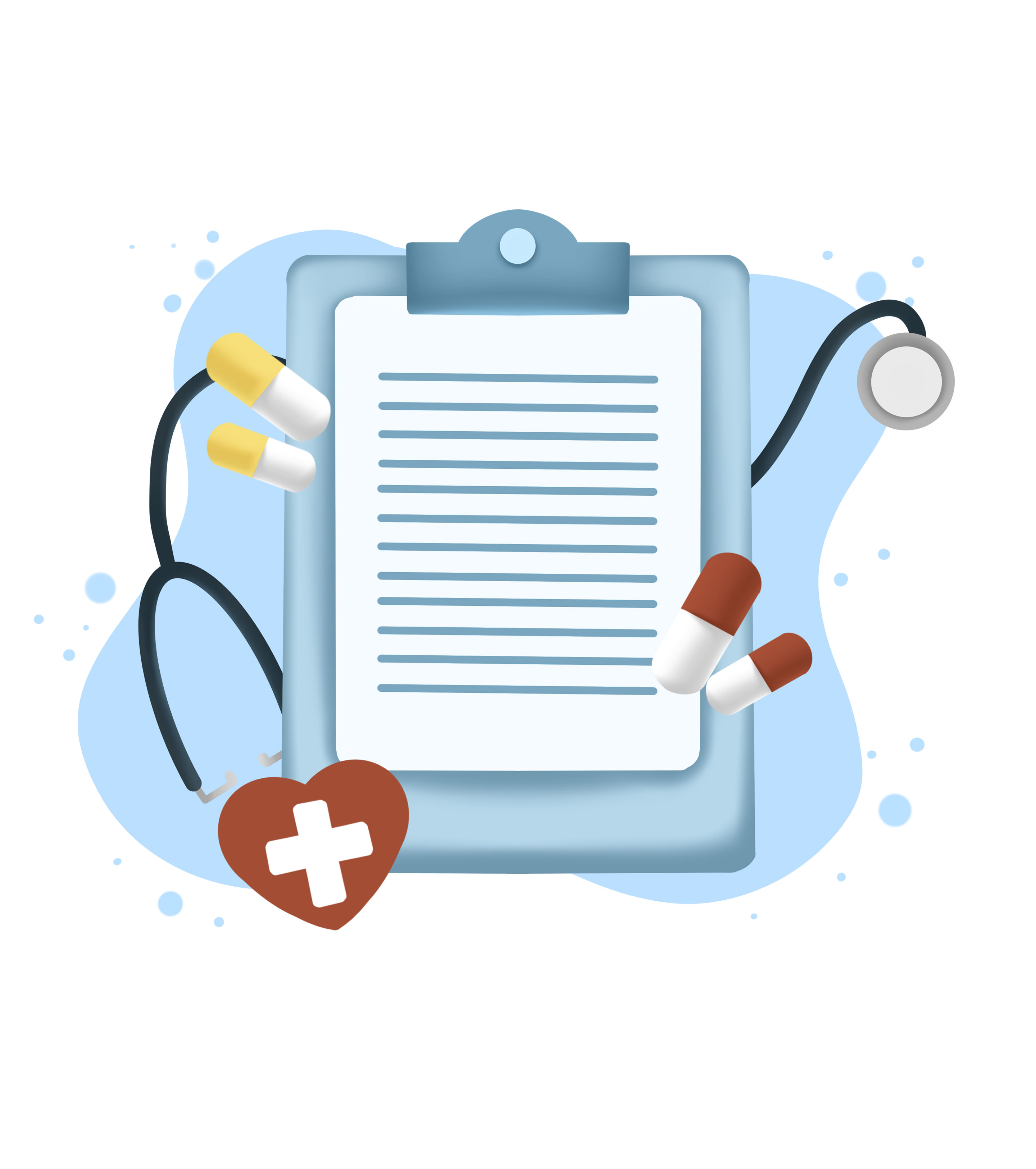 蓝色医疗记事本元素