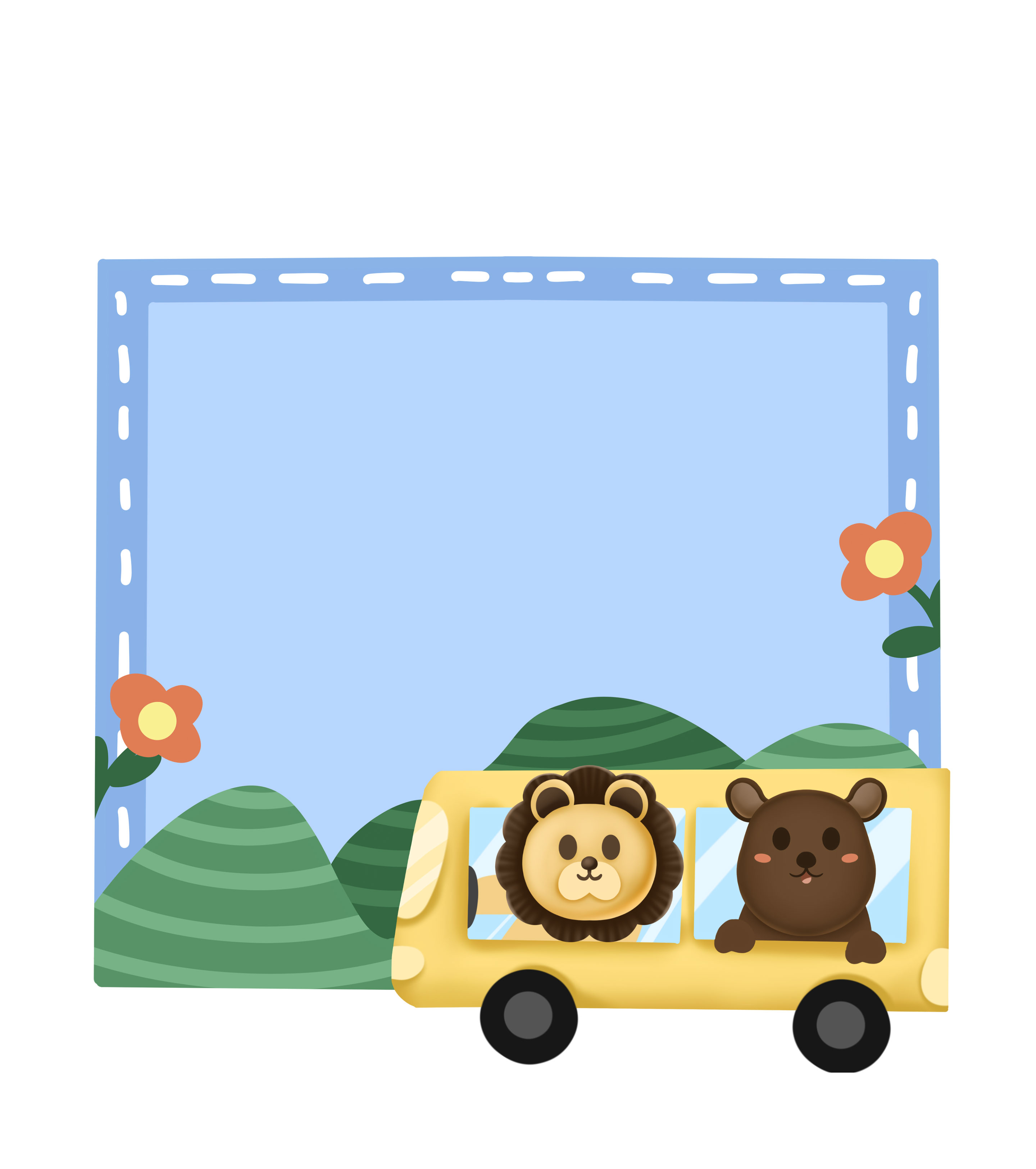 卡通动物边框元素