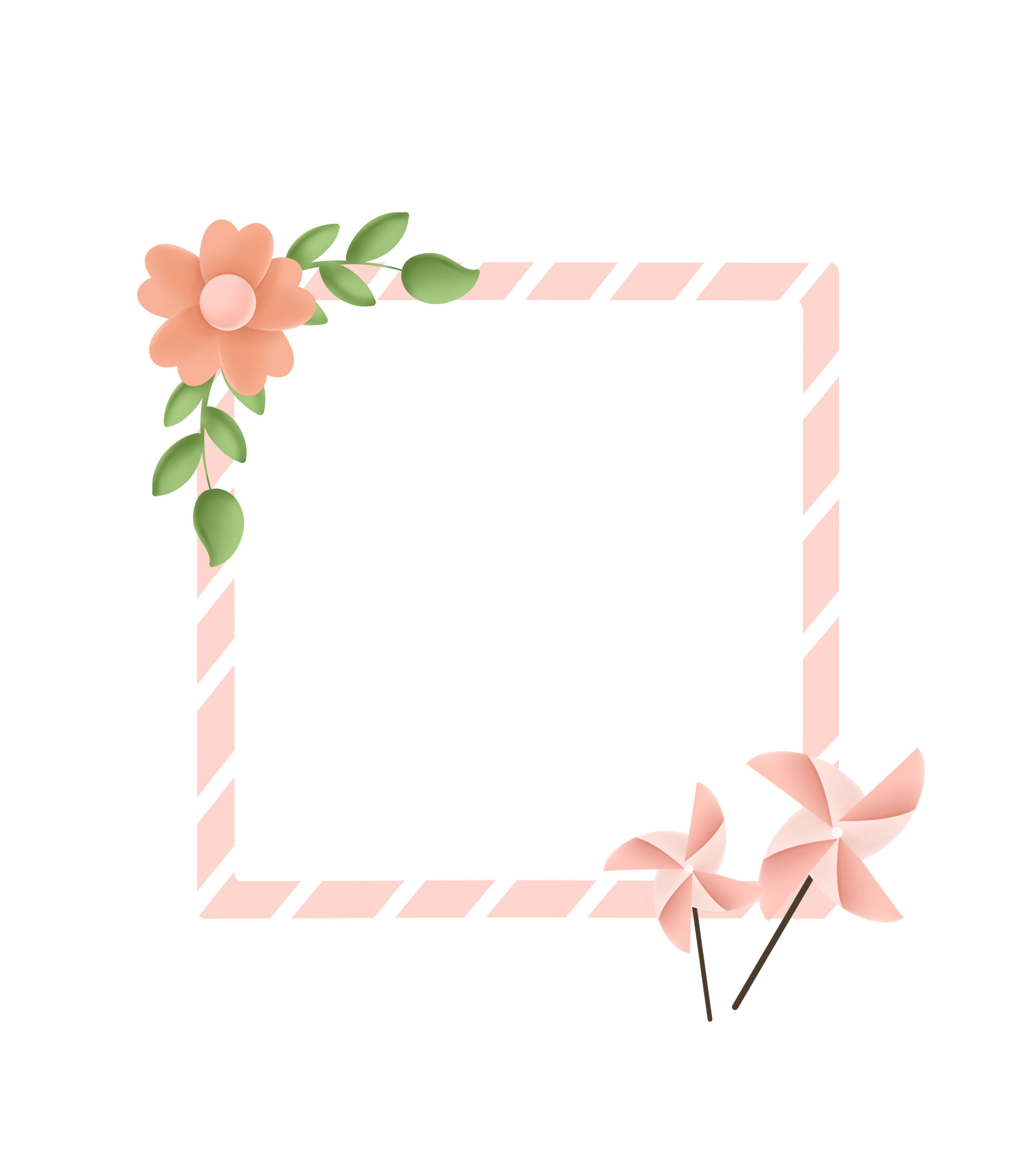 粉色清新花朵教学边框元素