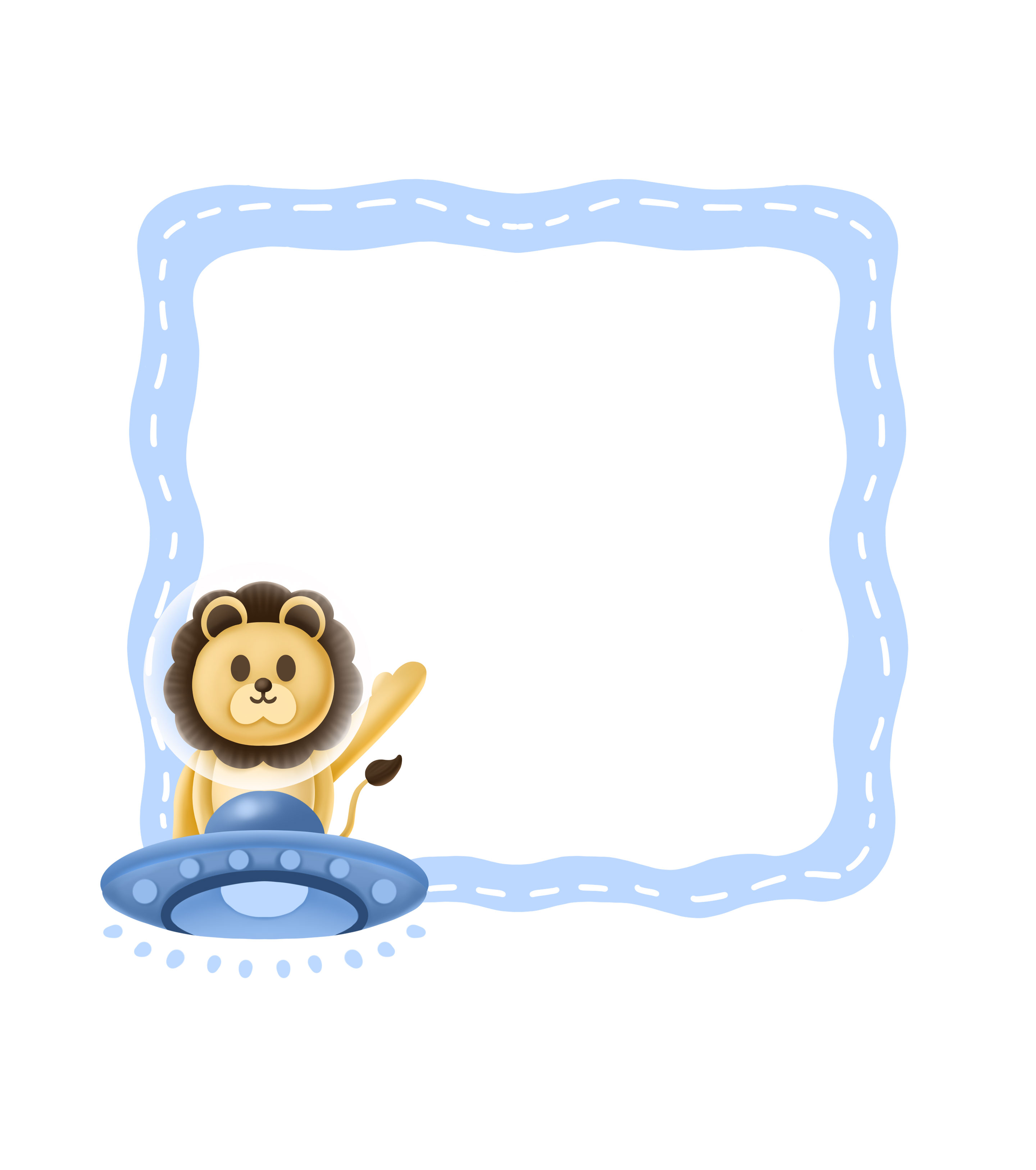 卡通狮子边框教学元素