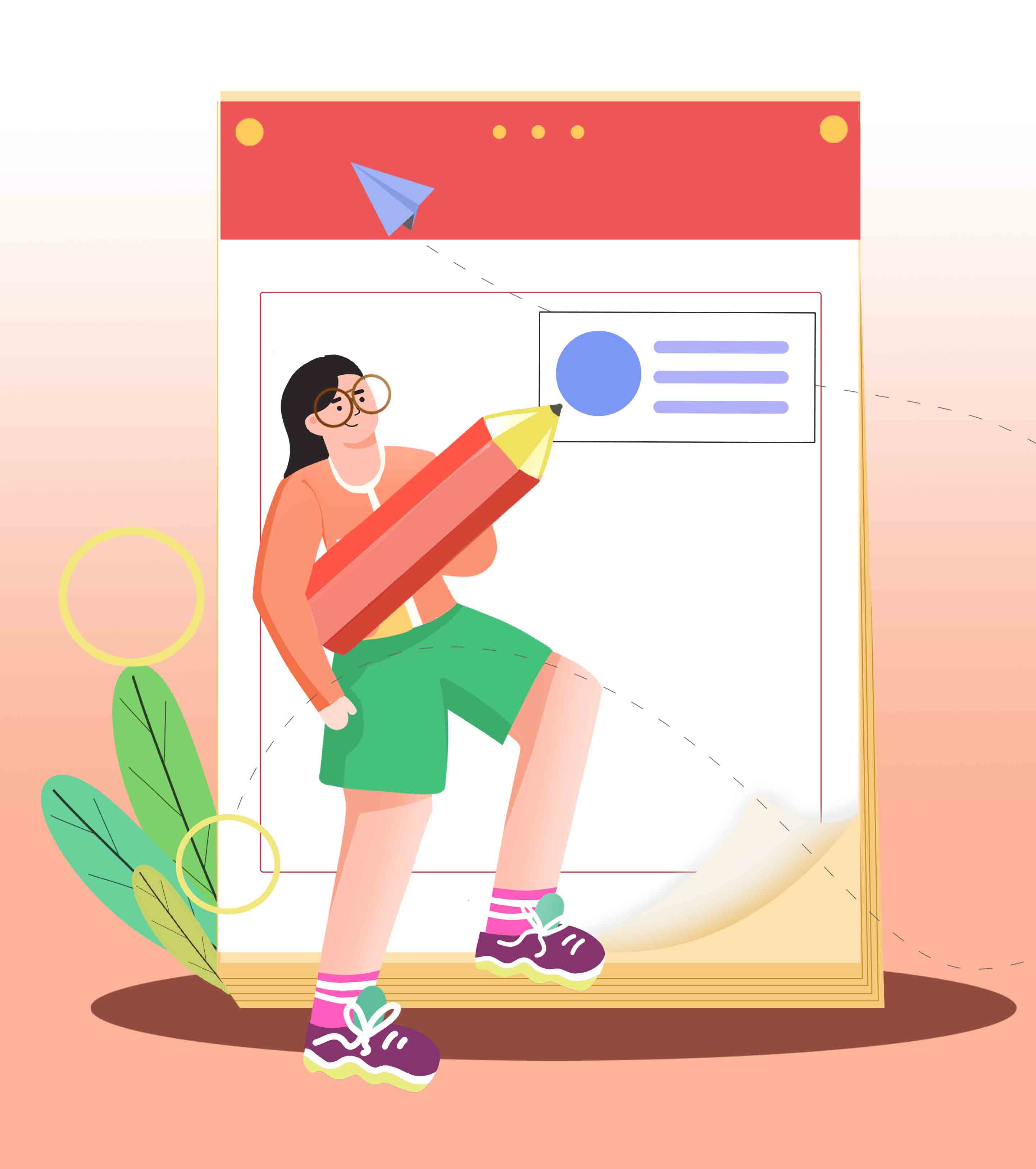 卡通眼镜女孩数据元素