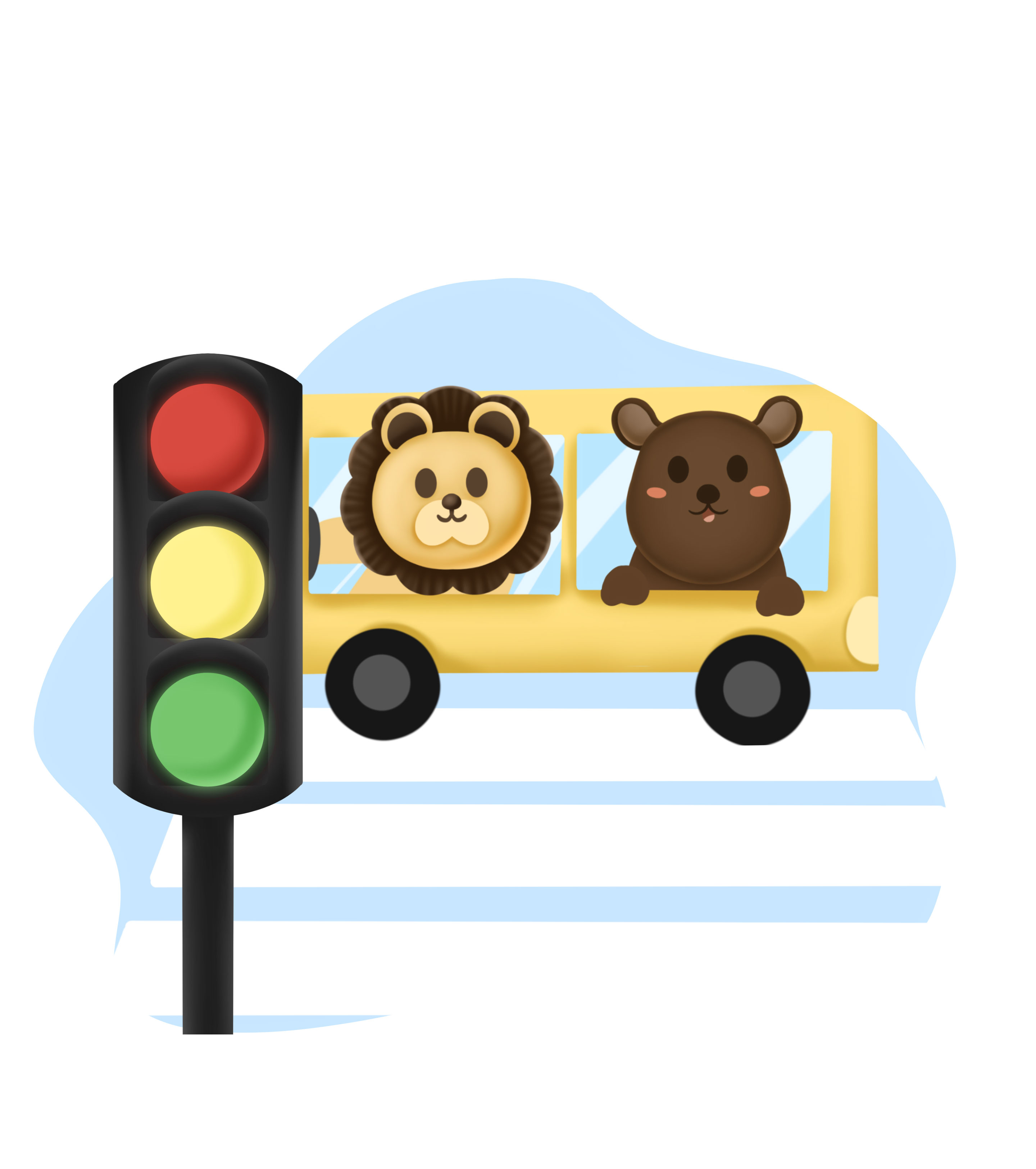 卡通动物交通安全主题元素