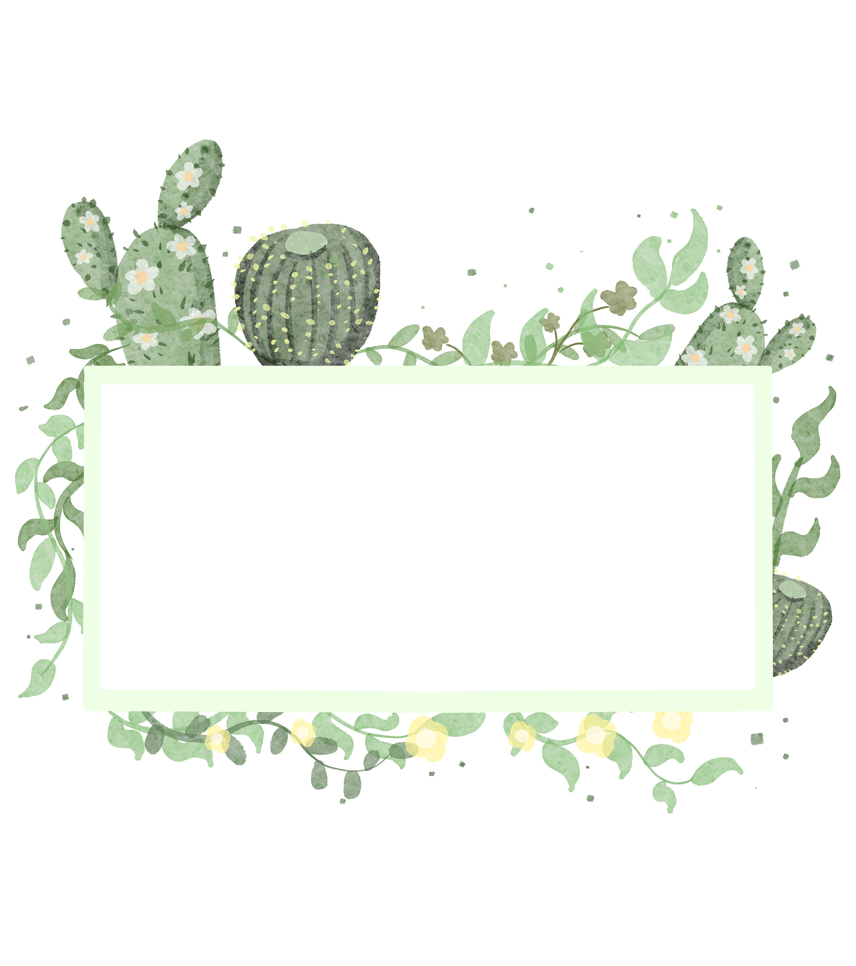 清新绿植边框元素