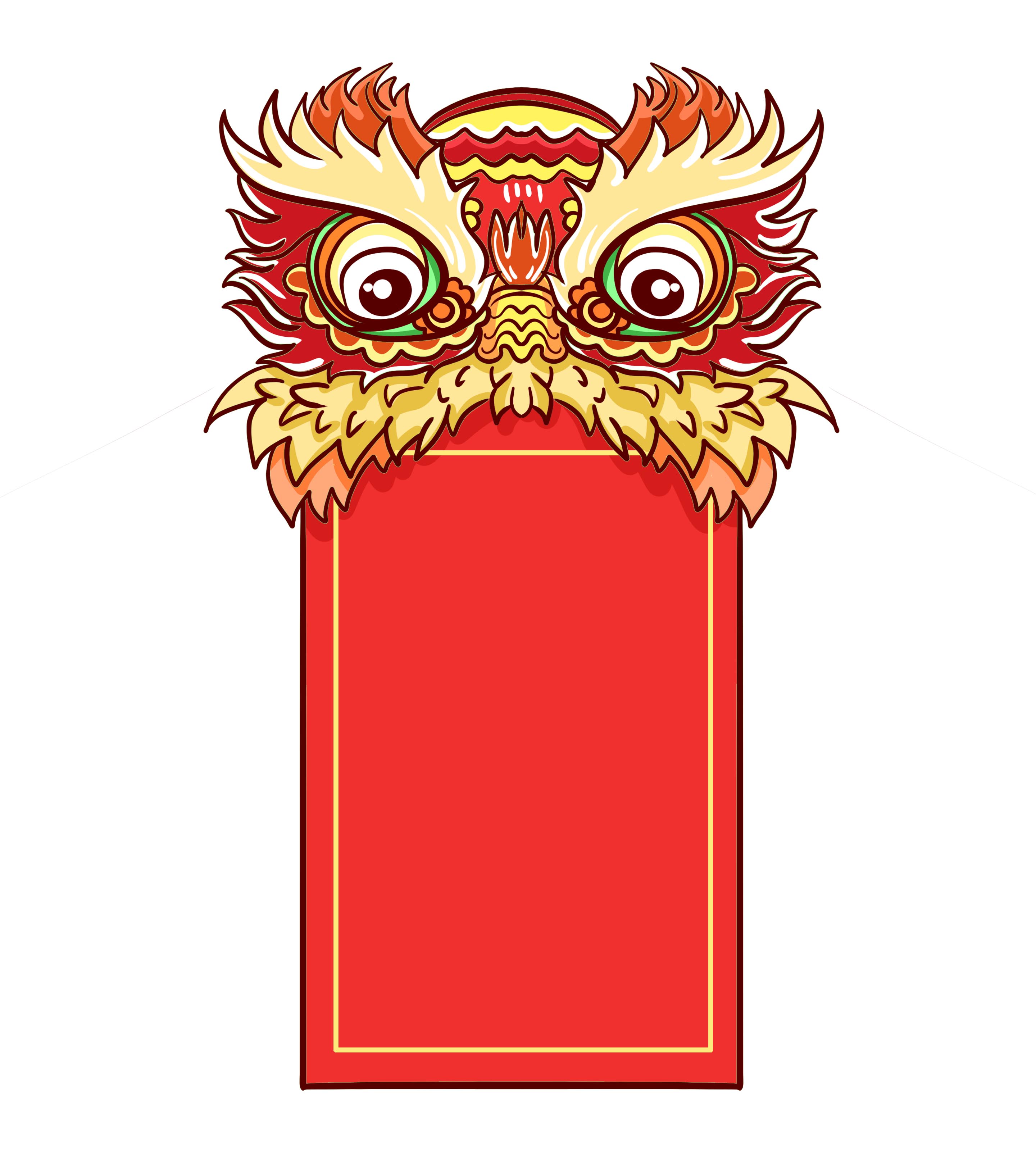 红色龙头红包元素