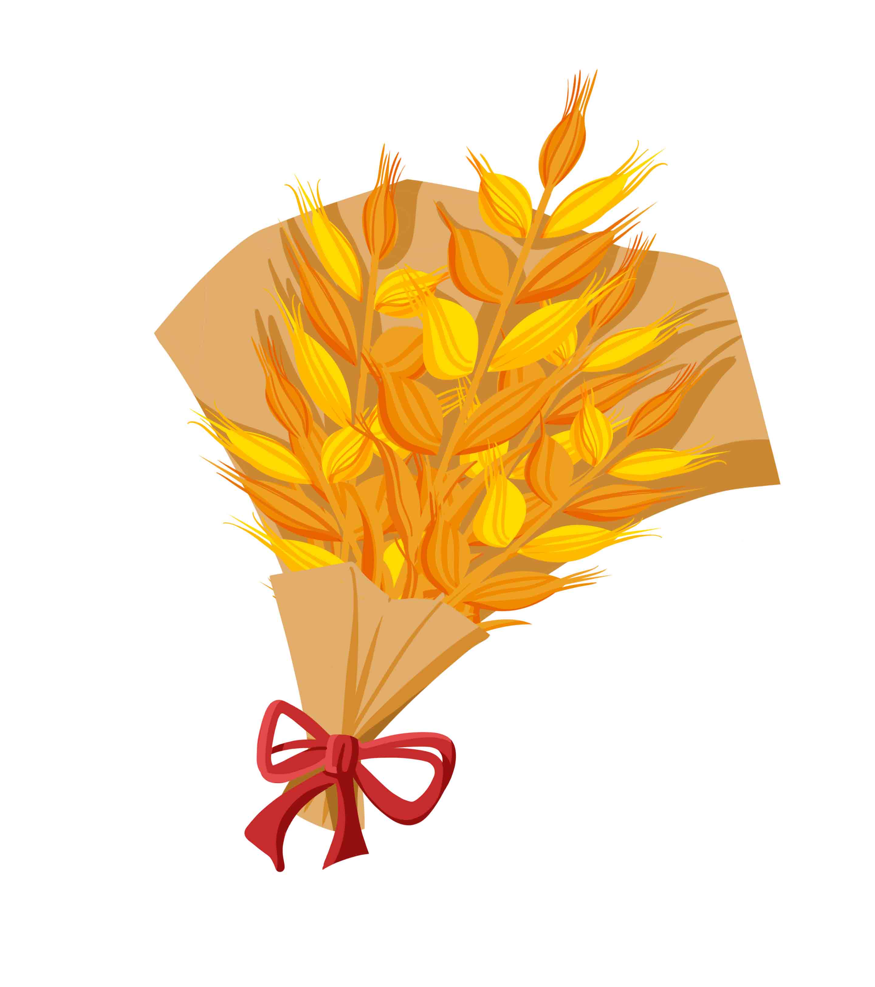 黄色小麦花束元素