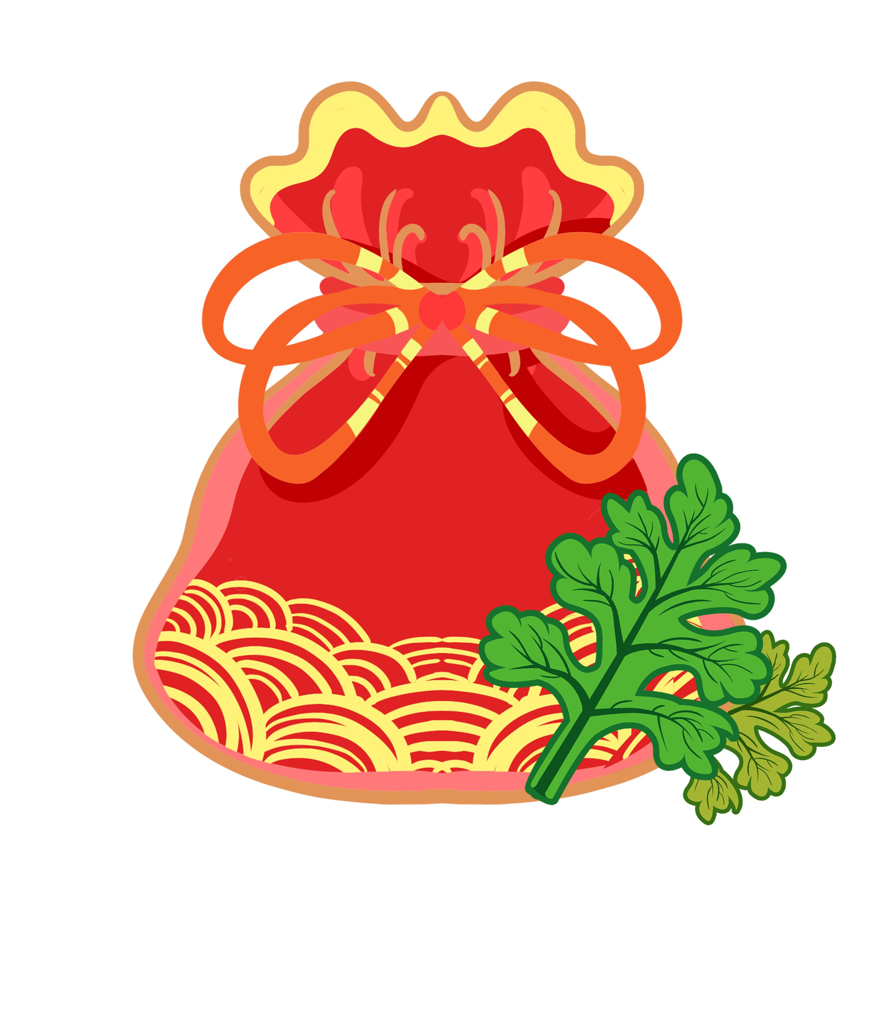 手绘艾草福袋元素