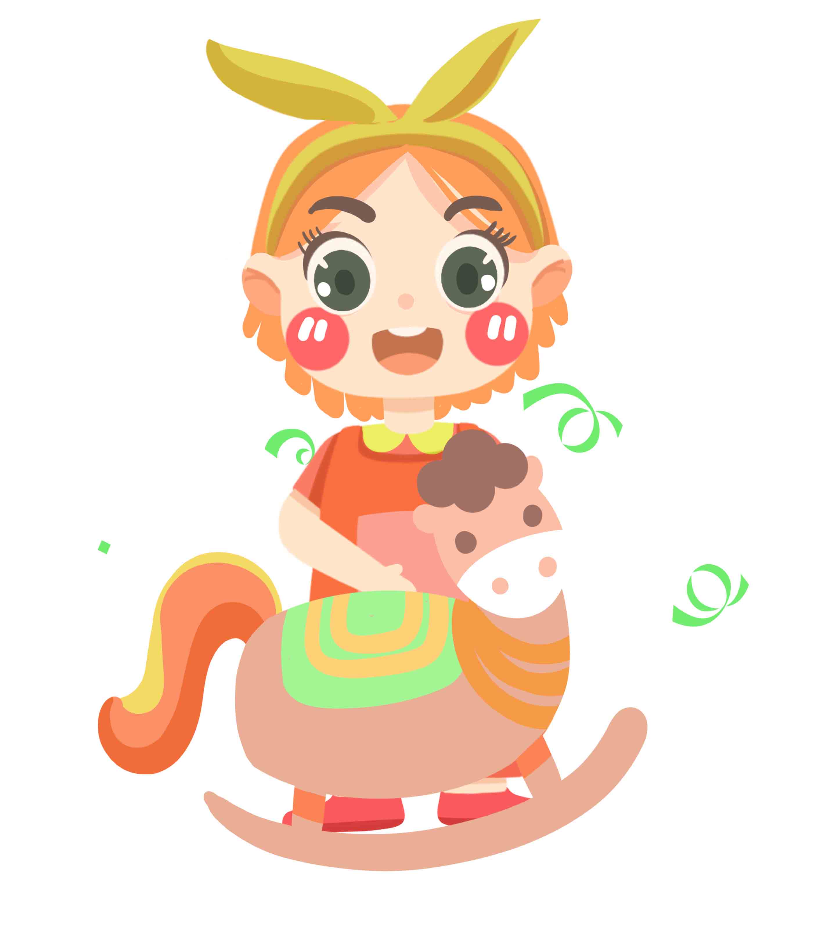 发卡女孩玩具木马元素