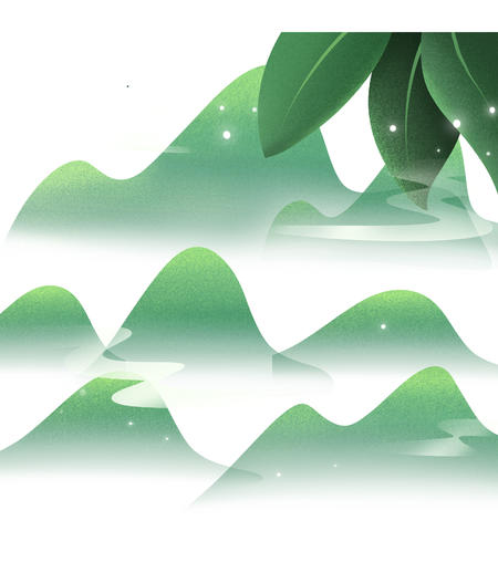 绿色山水端午节元素