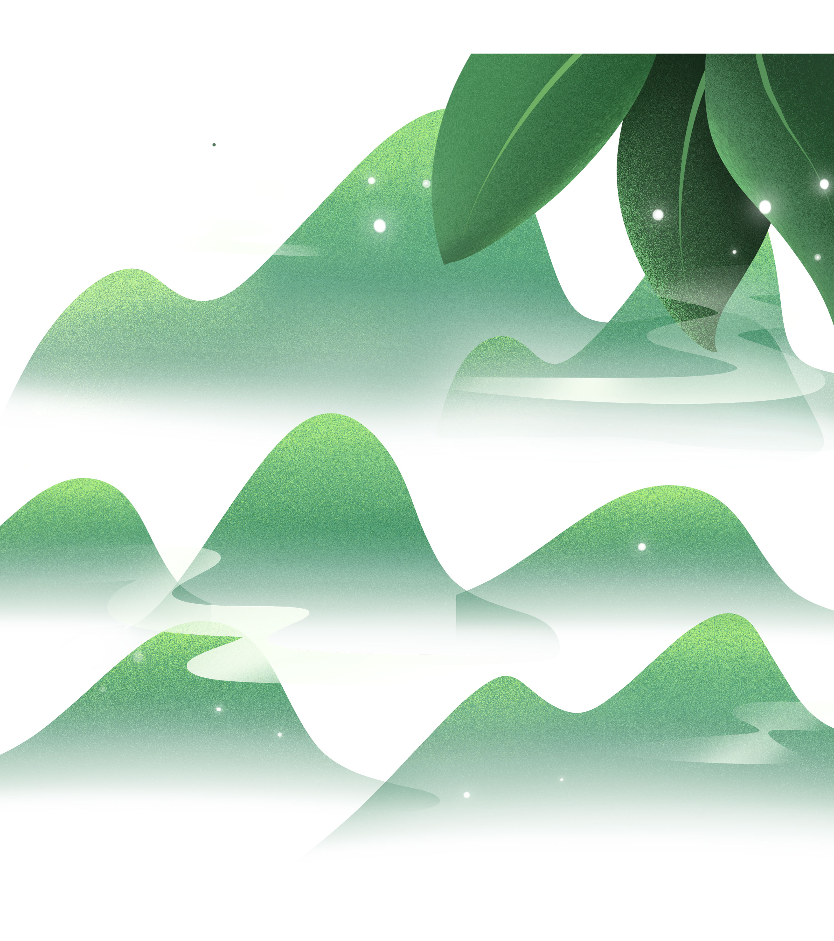 绿色山水端午节元素