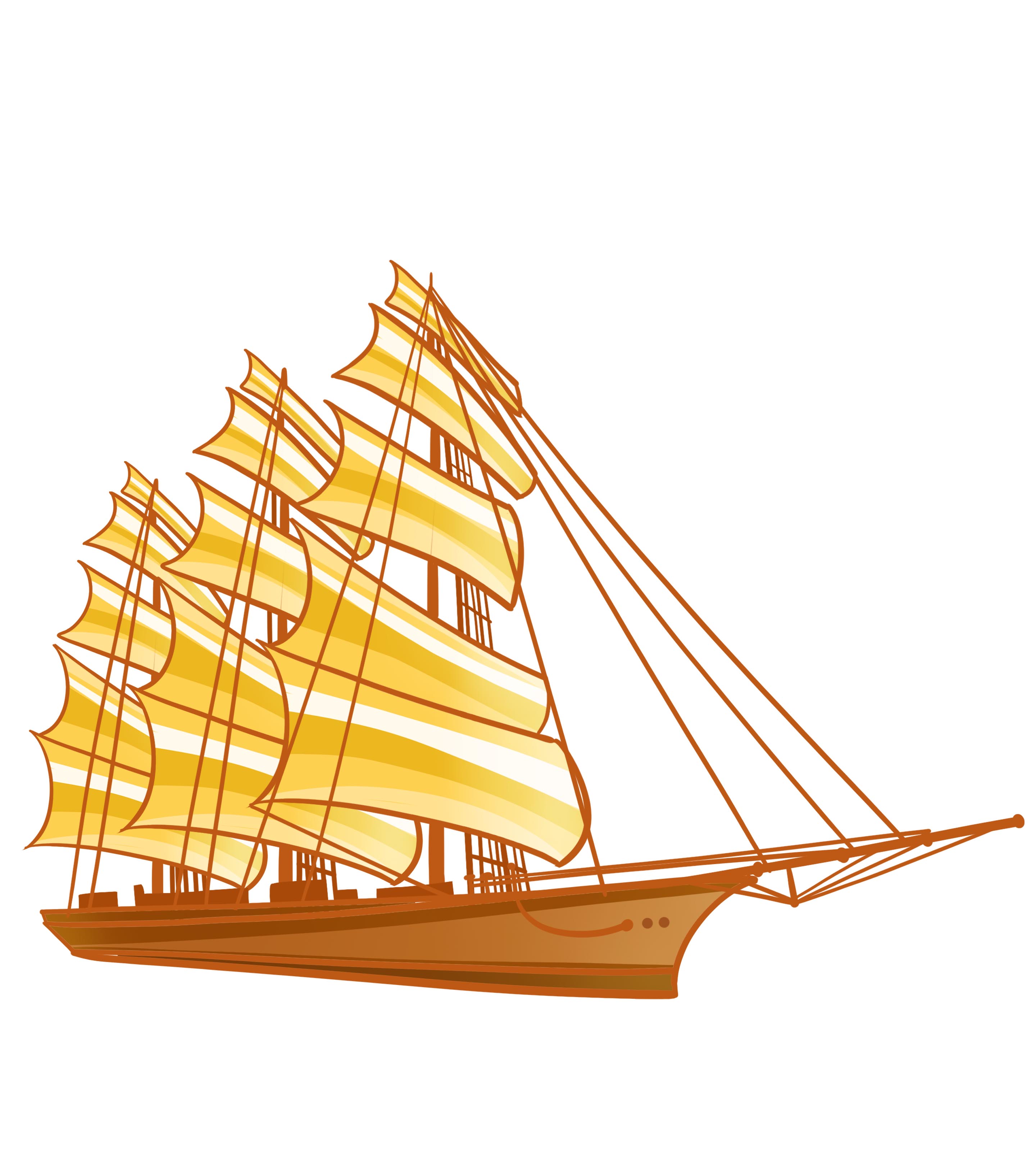 帆船扬帆起航手绘元素