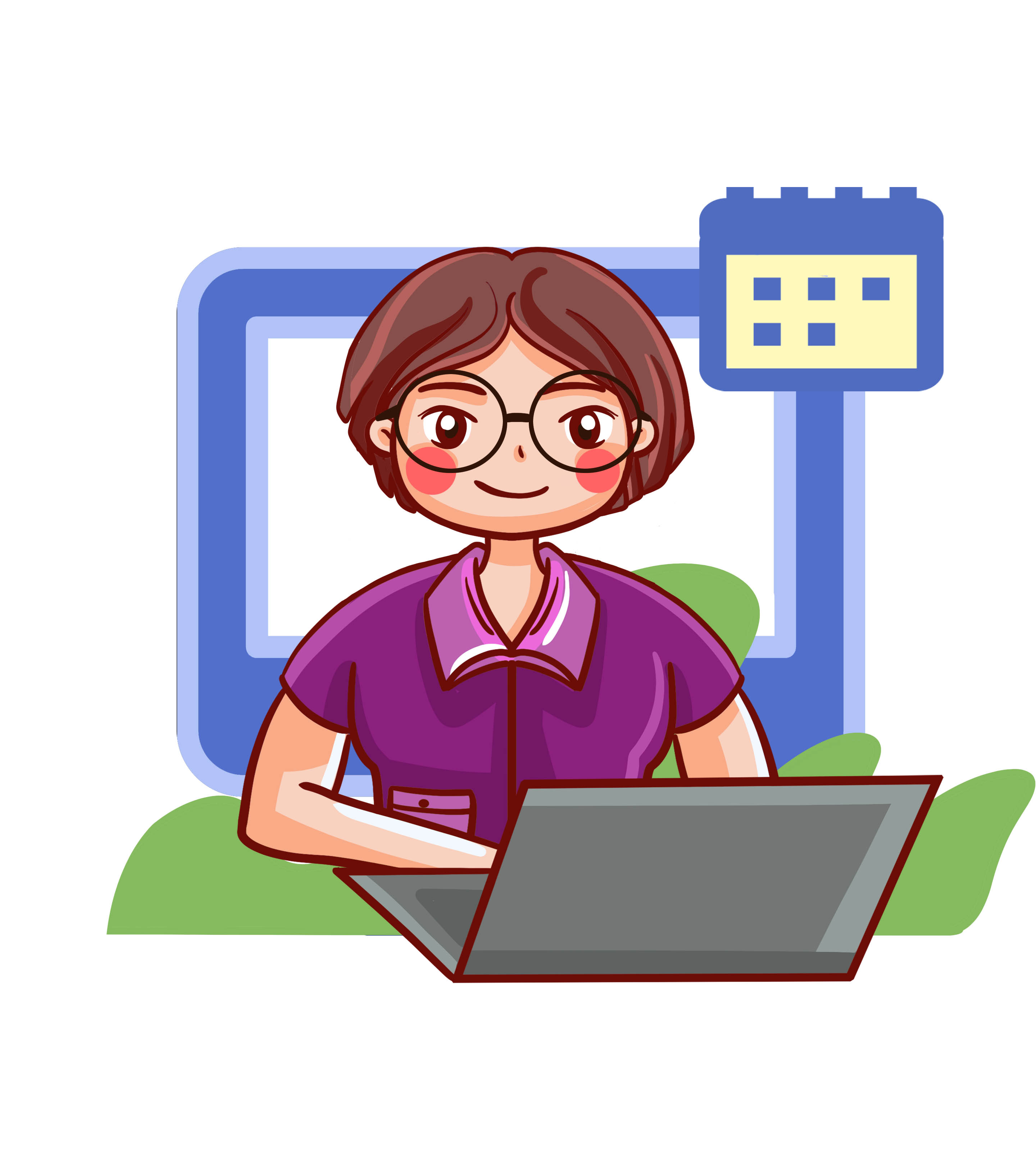 短发眼镜女生工作元素