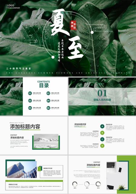 绿色简约二十四节气夏至PPT模板